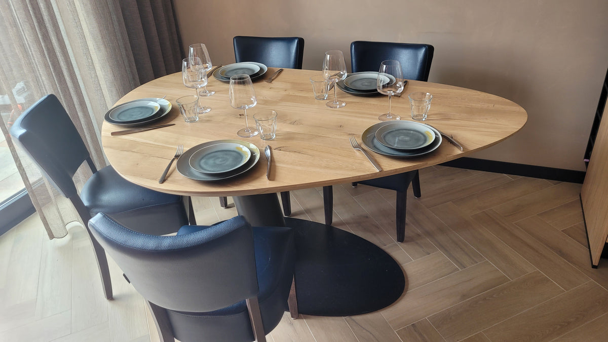 Eiken eettafel - Kiezel A - Sol metaal