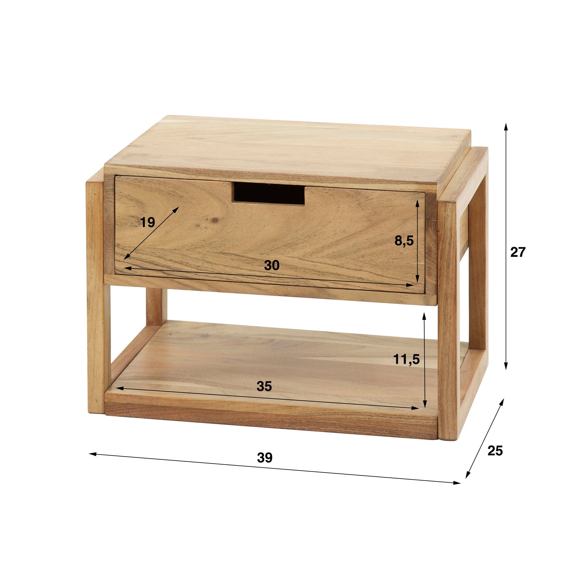 Nachtkastje houten frame 1L