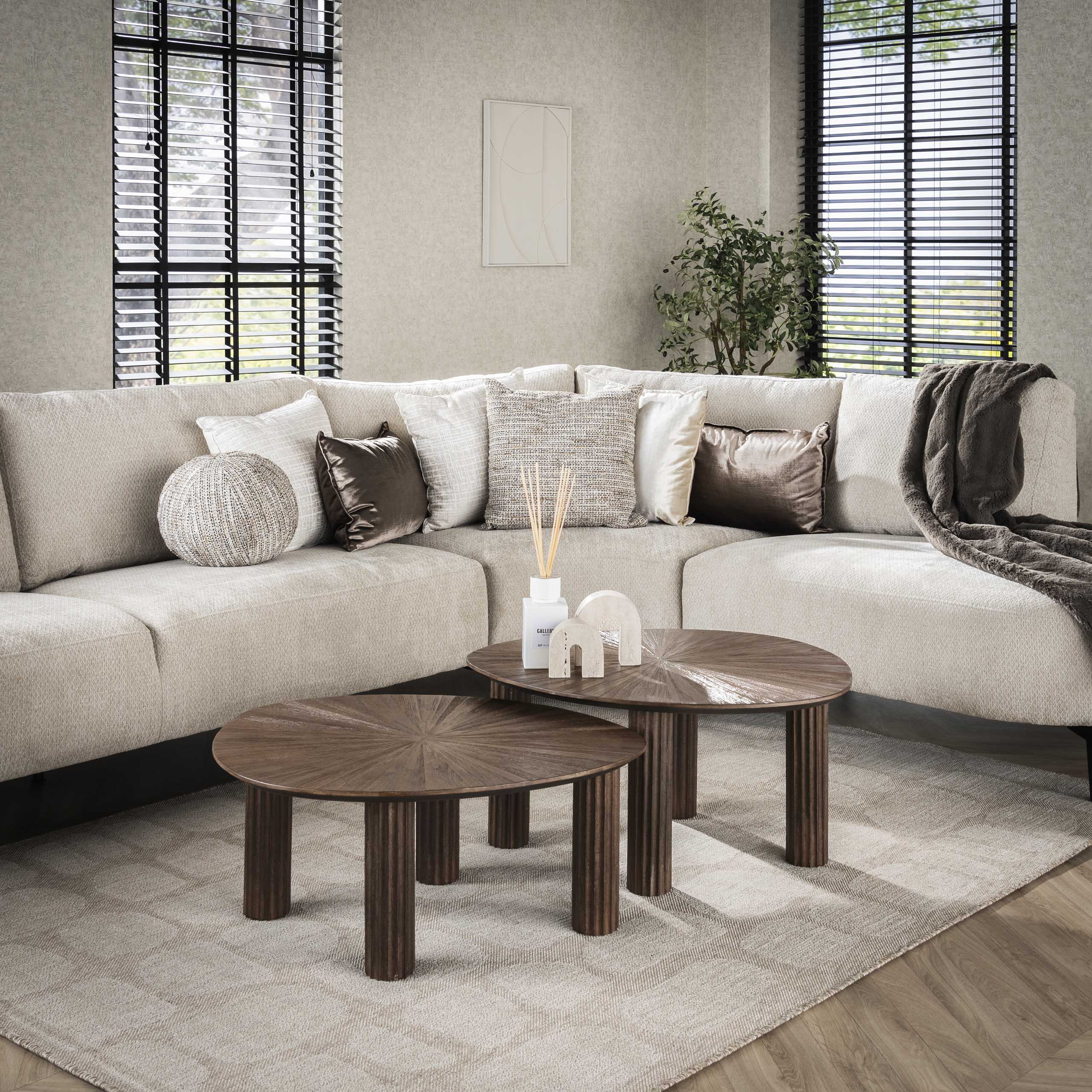 Salontafel Maya Teak driehoekig set/2