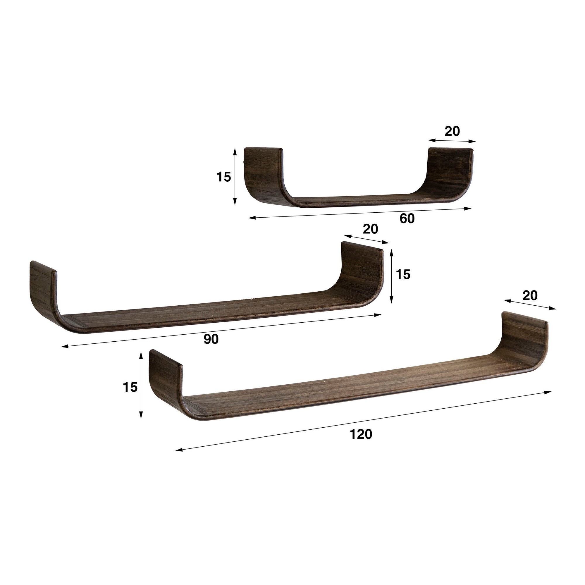 Wandplank Maya Teak U-shape set/3 - foto 3