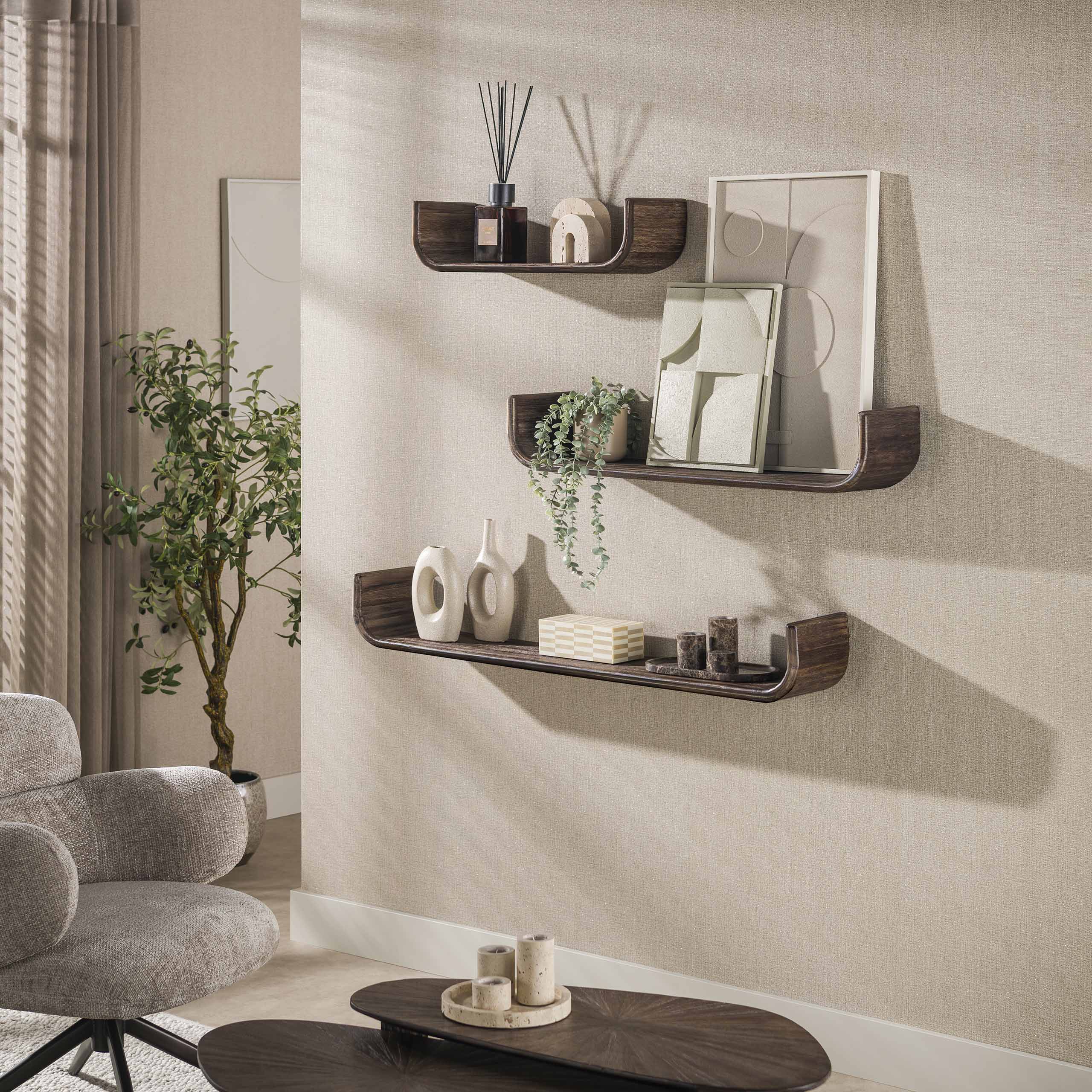 Wandplank Maya Teak U-shape set/3