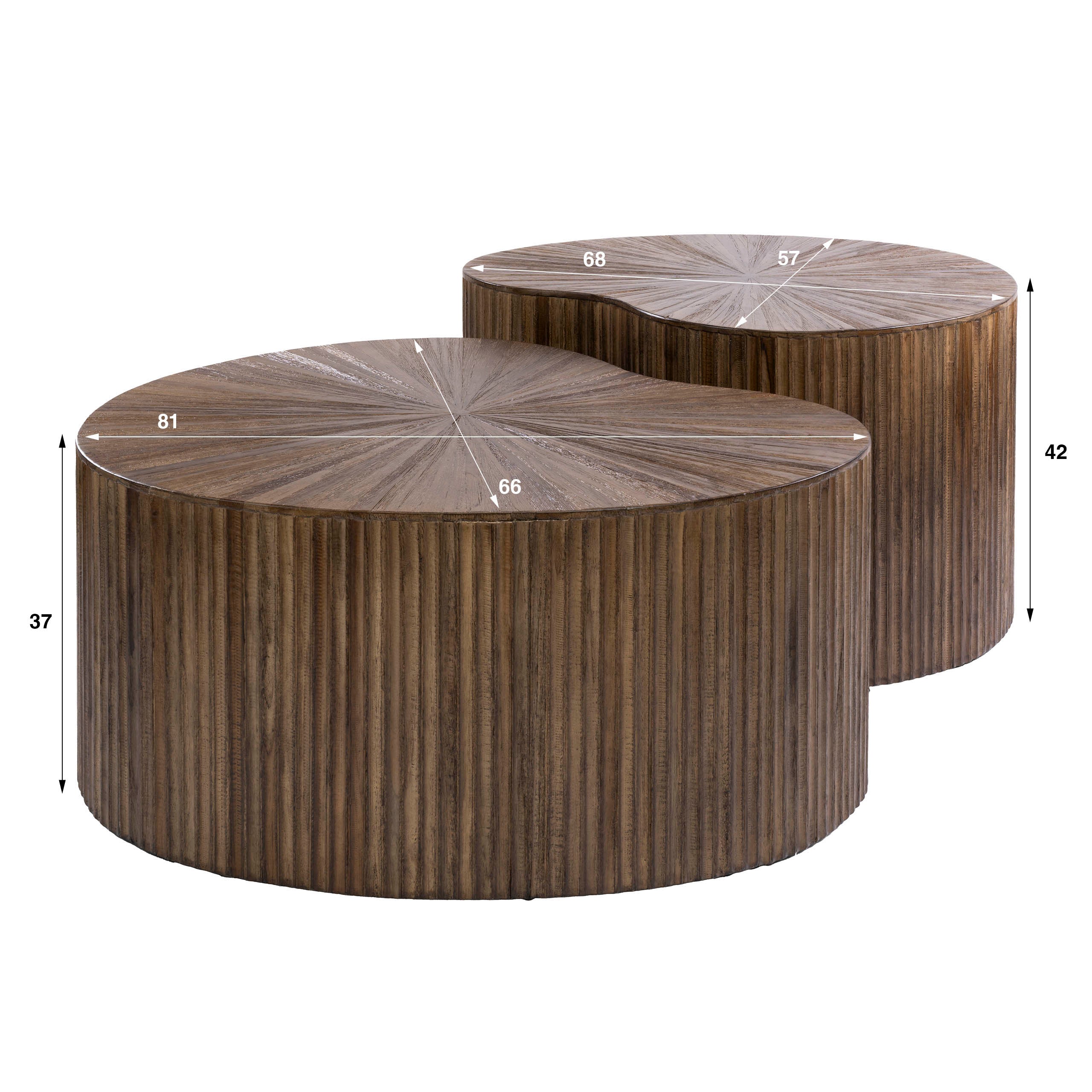 Salontafel Maya Teak niervormig set/2
