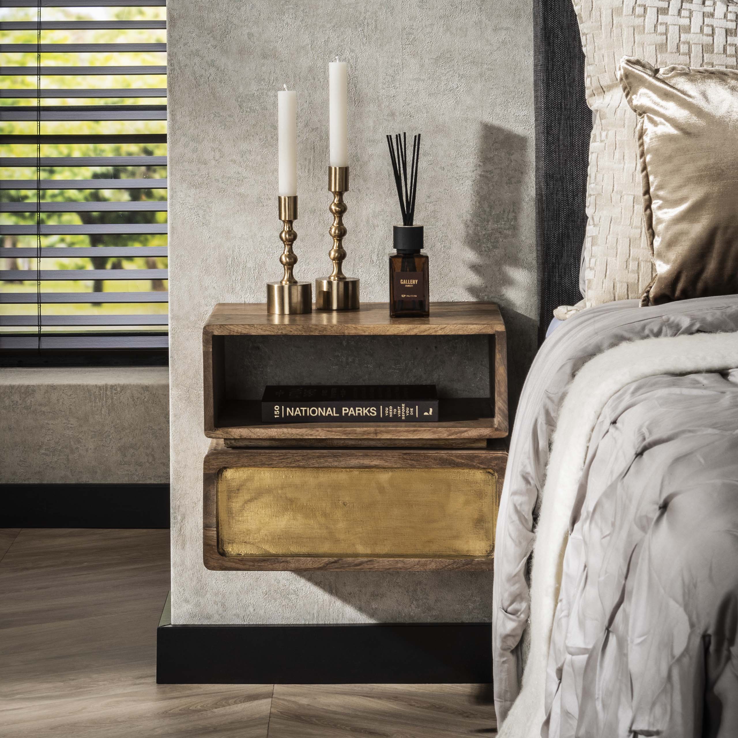 Bedside Table Brass 1L