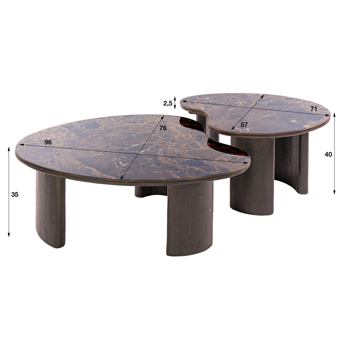Salontafel Empera niervormig set/2