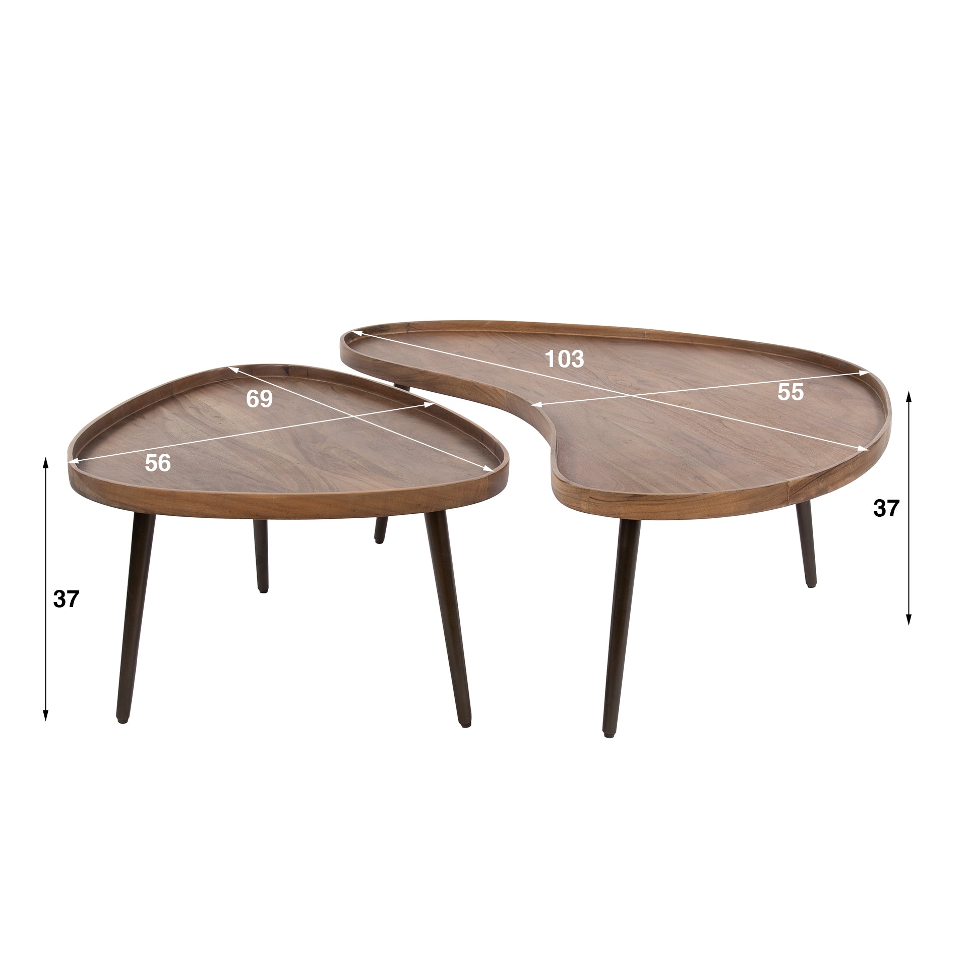 Salontafel Carve organisch set/2