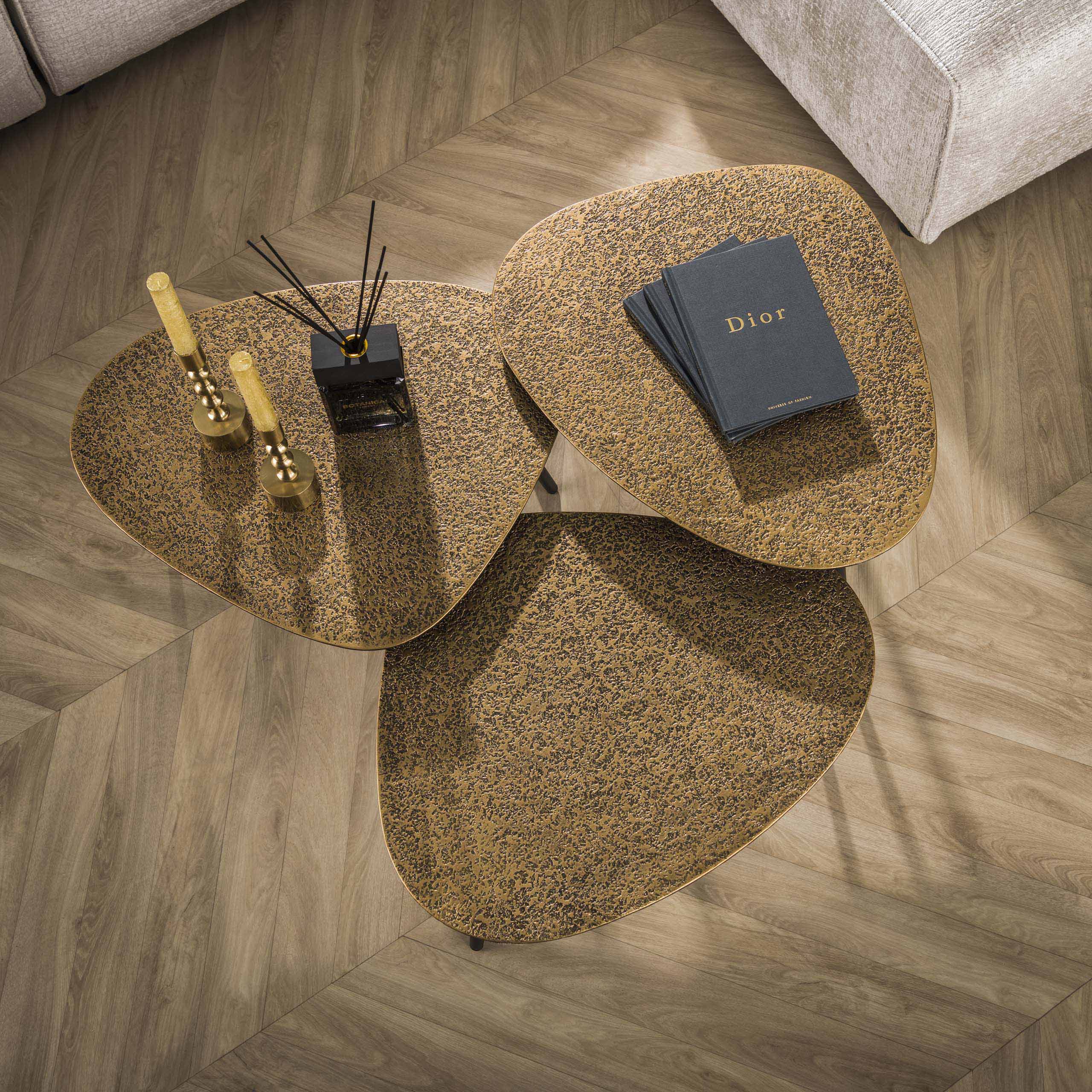 Salontafel Metallic driehoekig set/3
