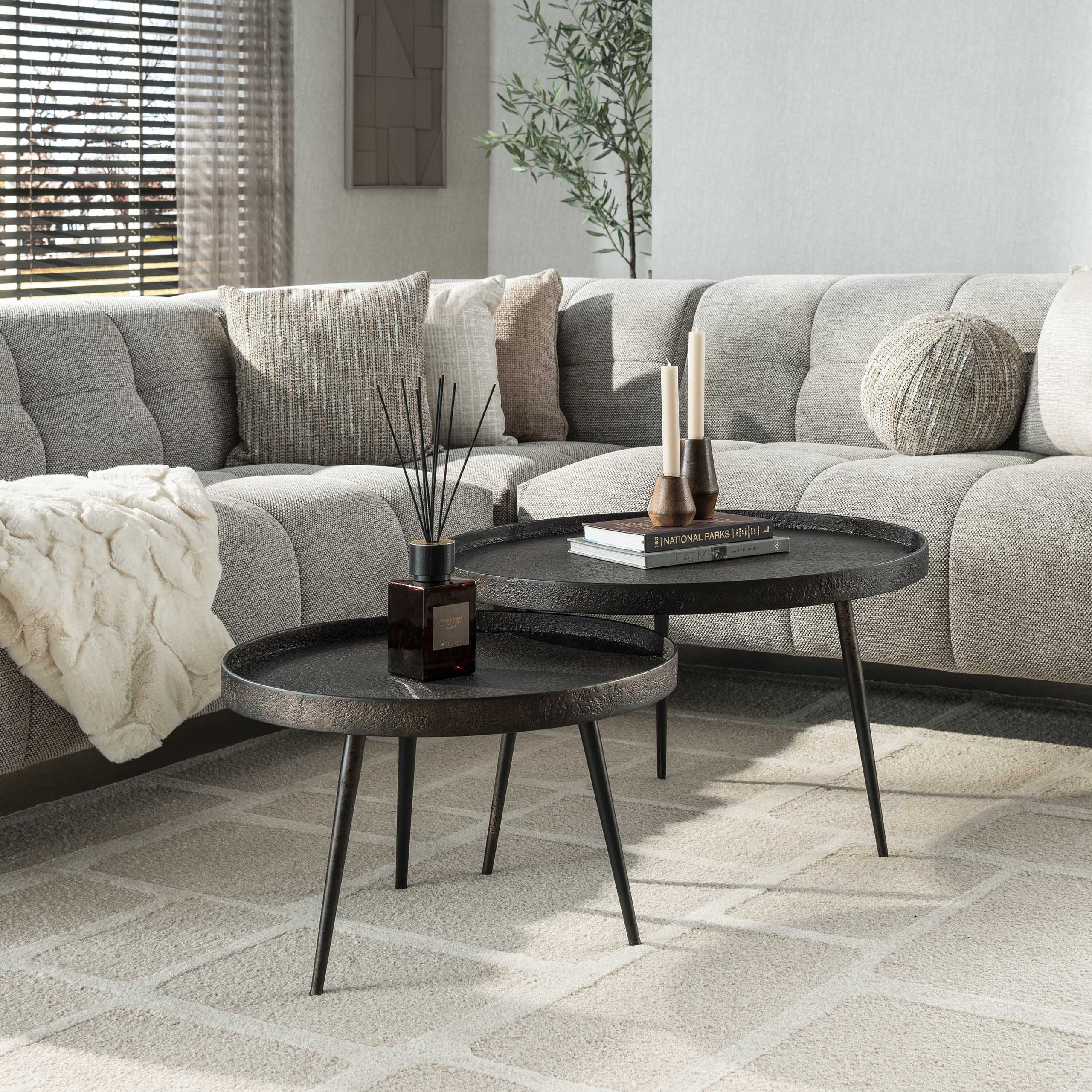 Couchtisch Metallic rund 2er-Set