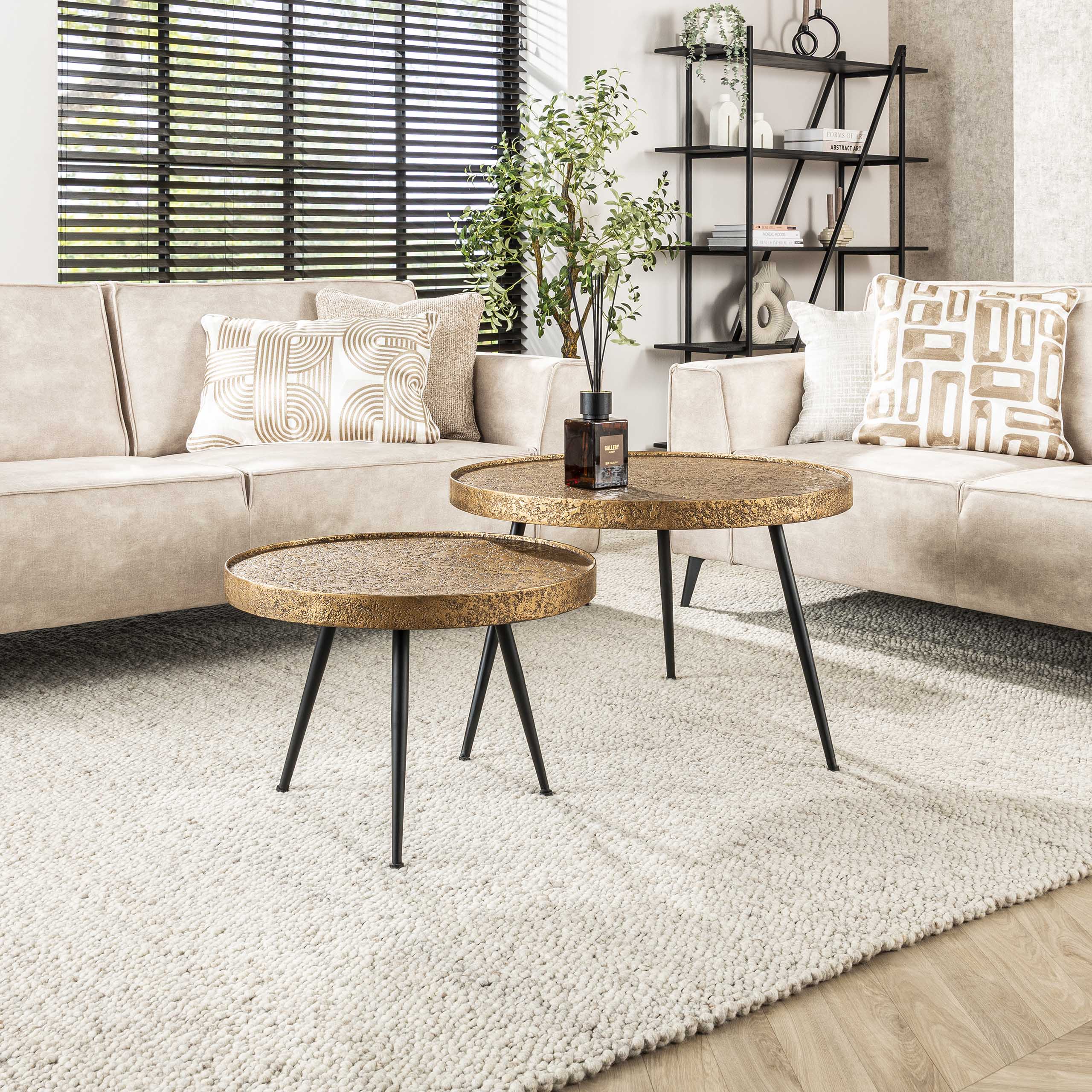 Salontafel Metallic rond set/2