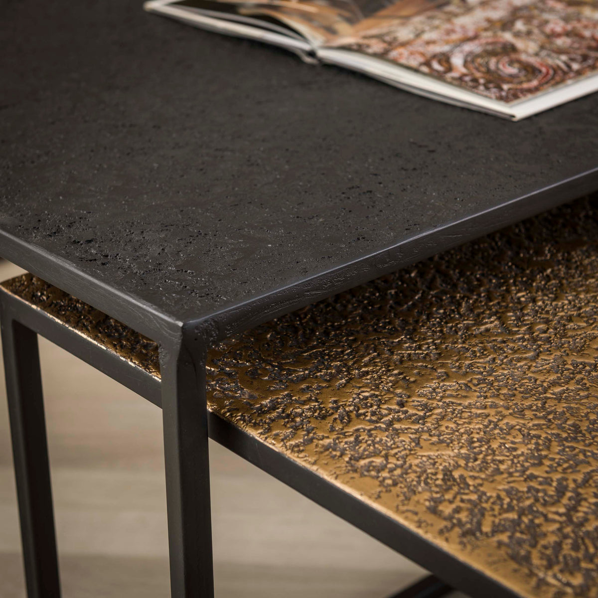Salontafel Metallic rechthoekig set/2