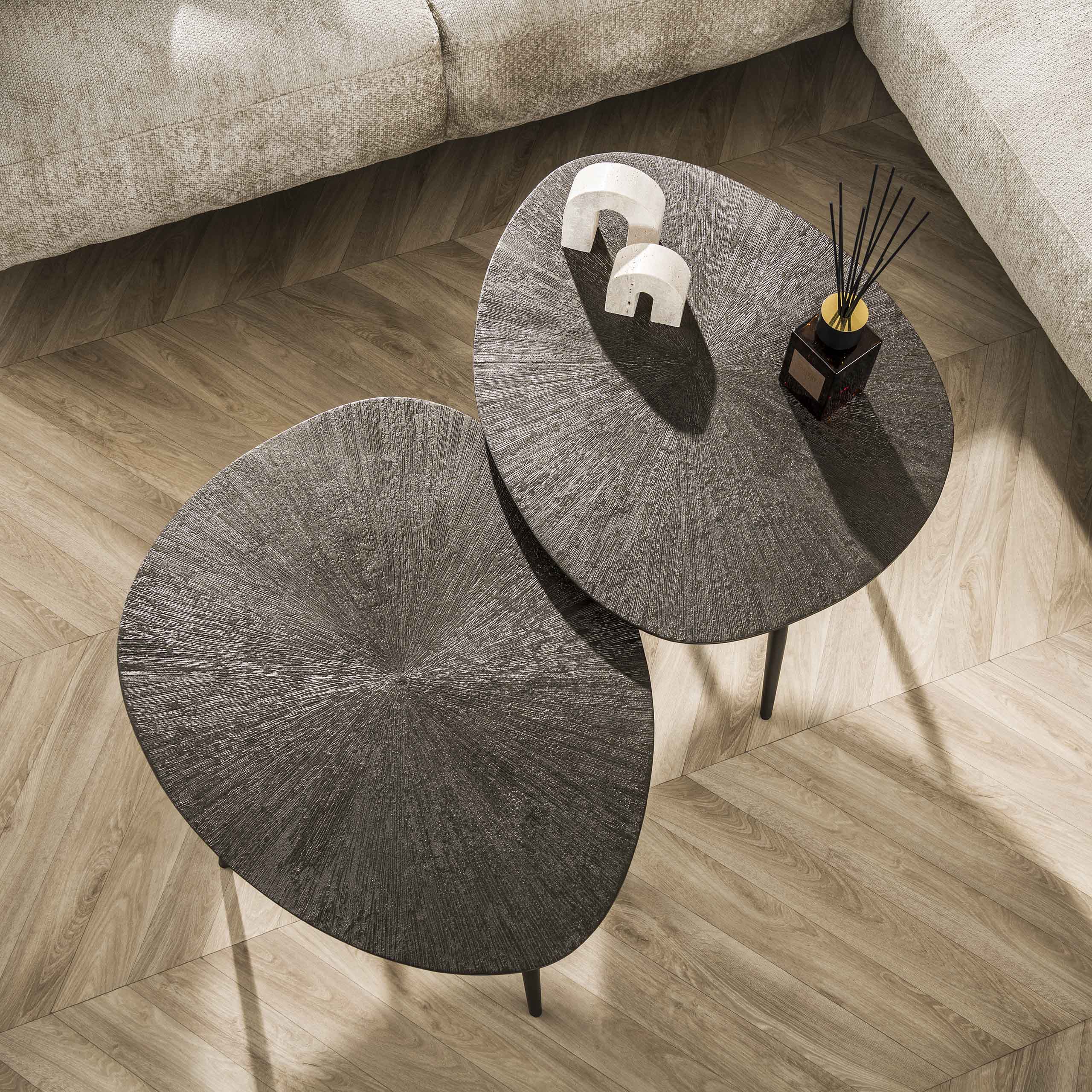 Salontafel Brown Ray leaf set/2