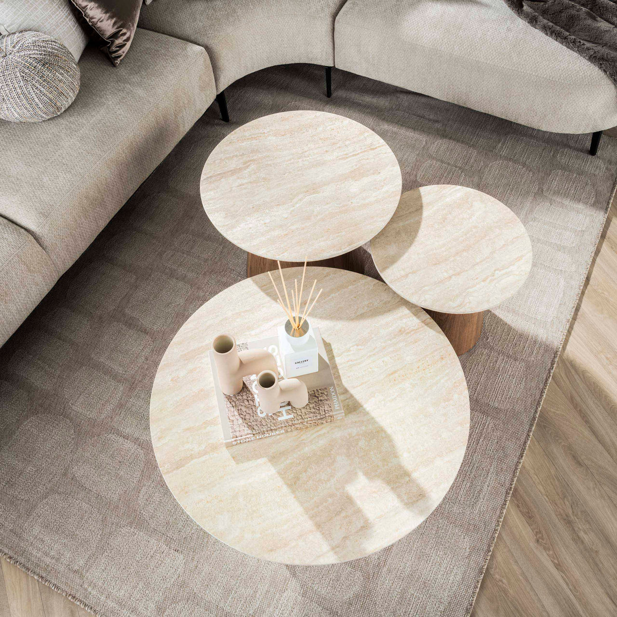Salontafel Romano rond set/3
