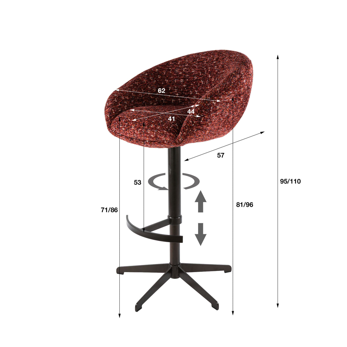 Barstoel Cupa height adjust VPE2