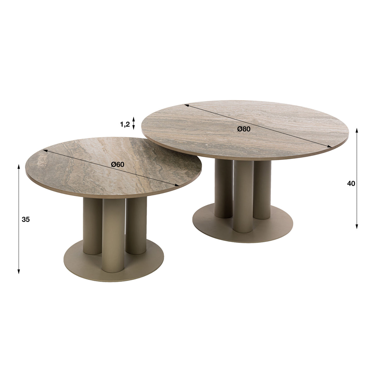 Salontafel Selvo rond set/2