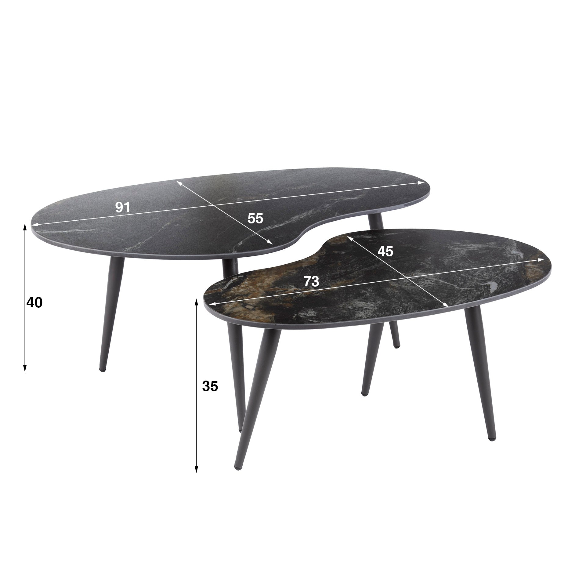 Salontafel Fossil niervormig set/2