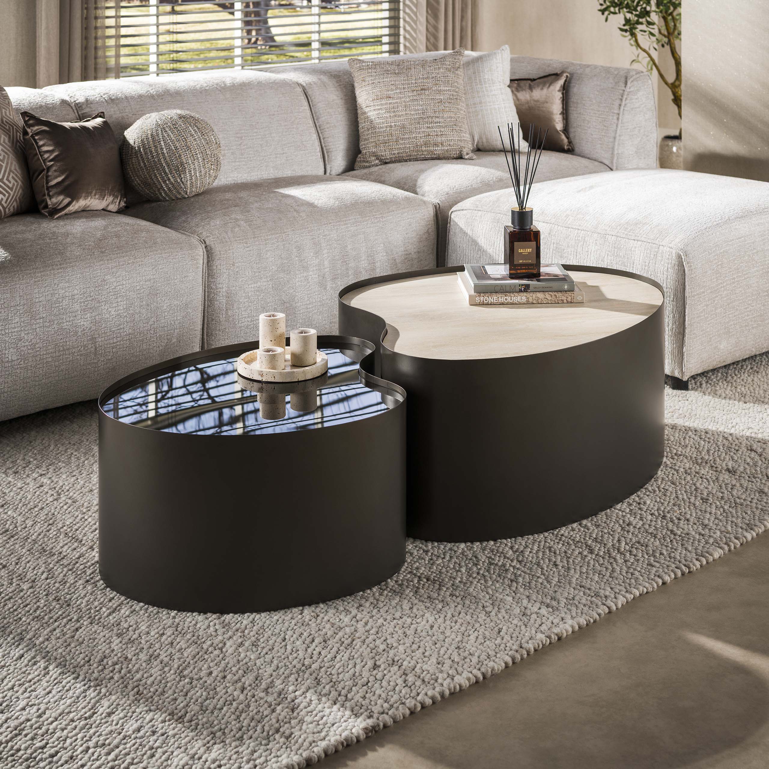 Couchtisch Metall organisch 2er-Set