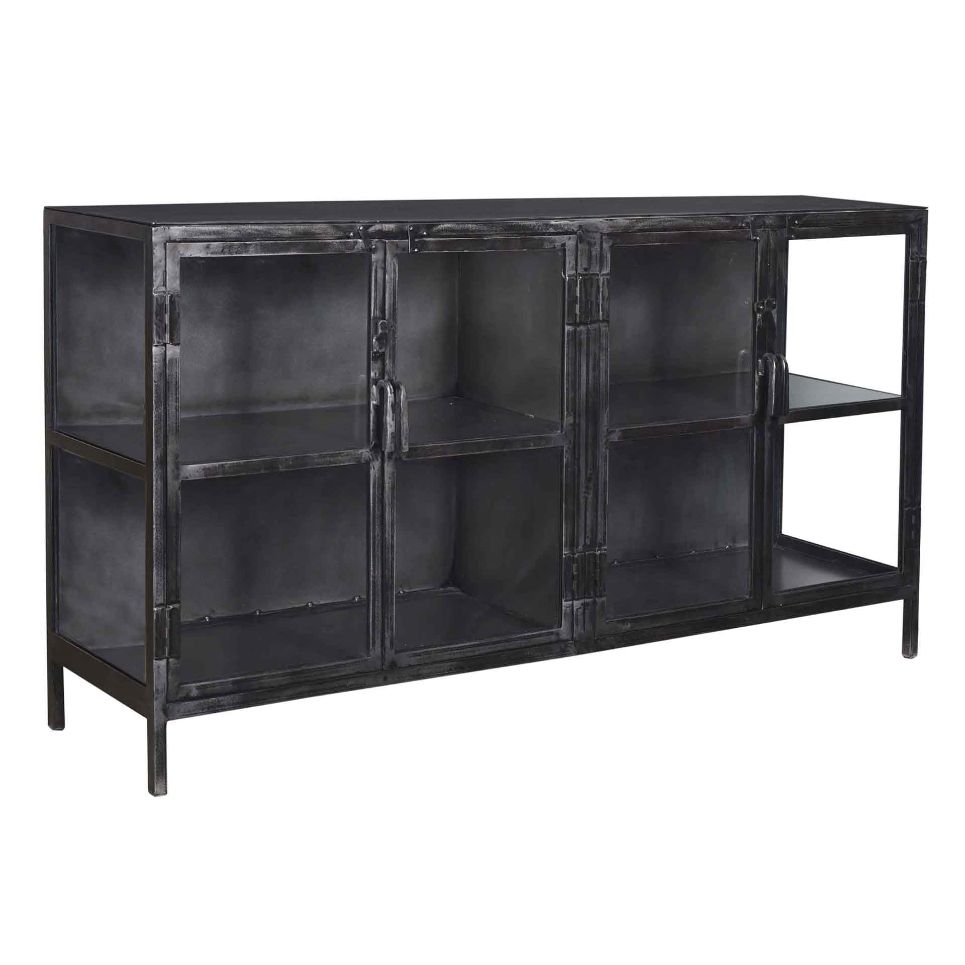 Dressoir Rift Metal 4 deuren / Gunmetal sfeerbeeld 4 - Industrial Home