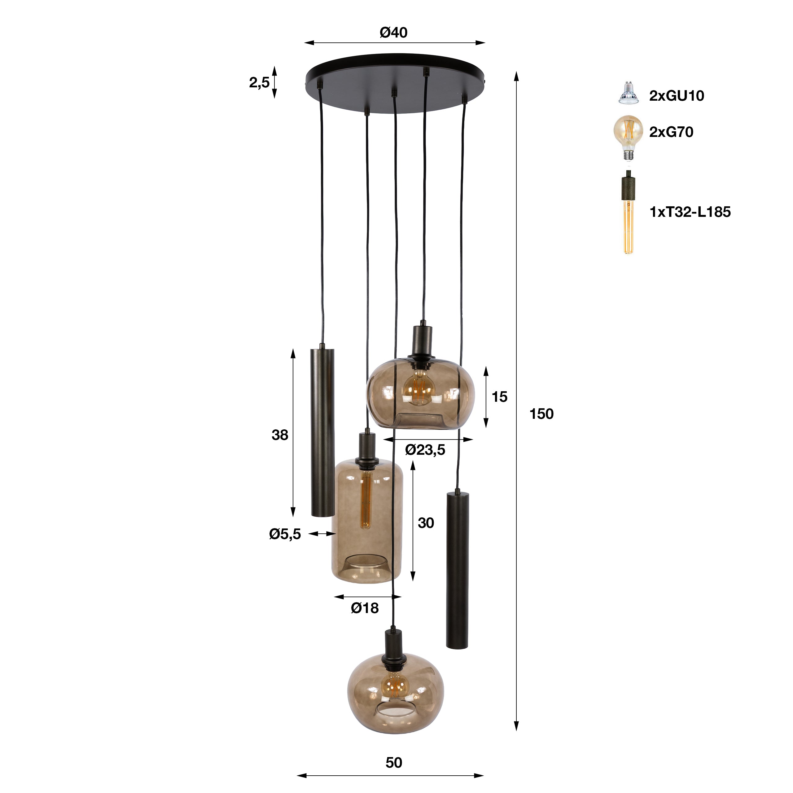Hanglamp Serene getrapt 5L