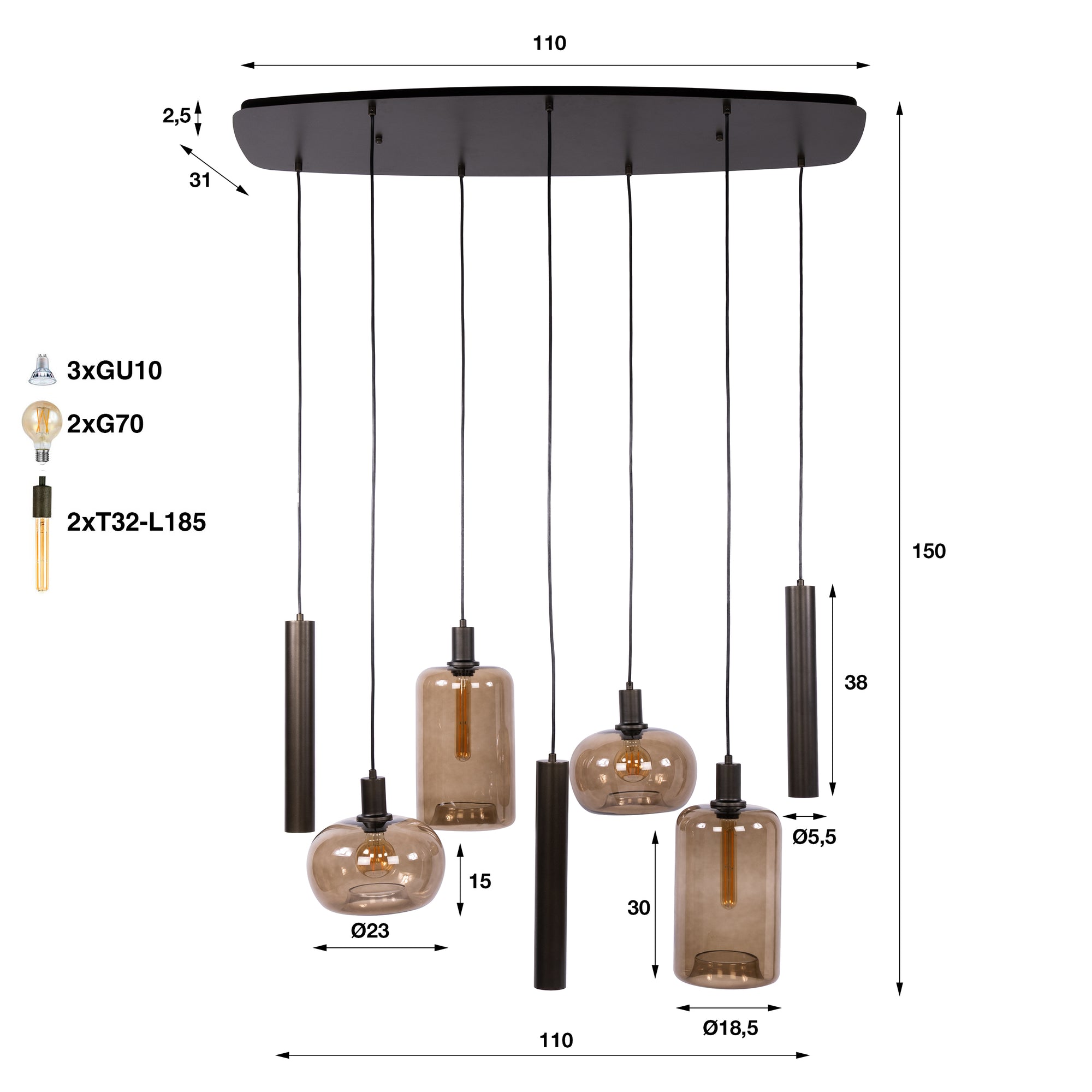 Pendant Lamp Serene 4+3L