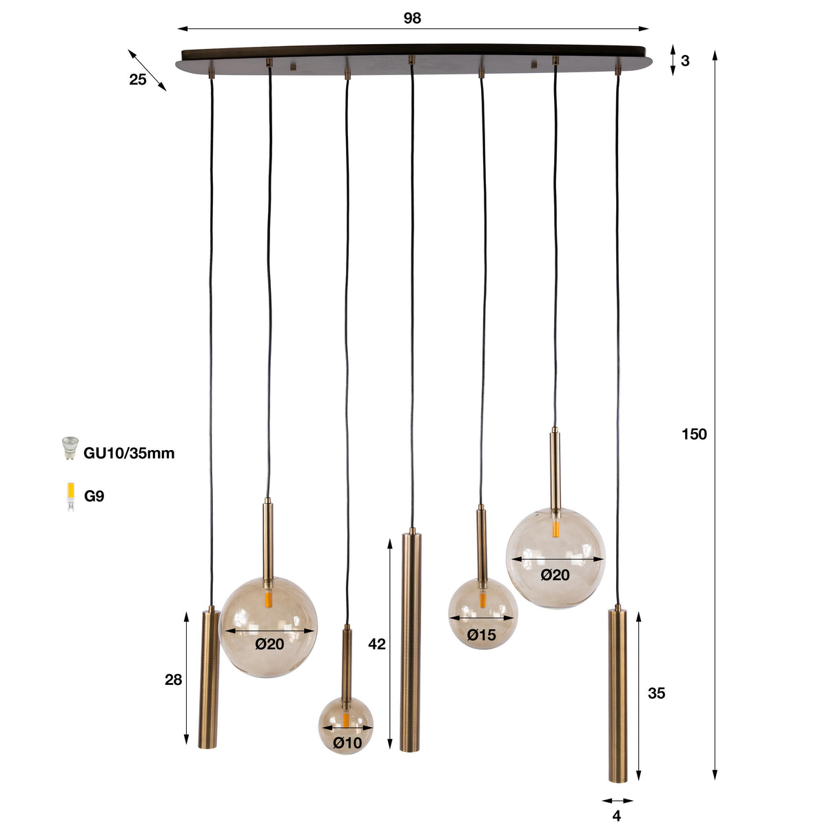 Hanglamp Lustra 4+3L