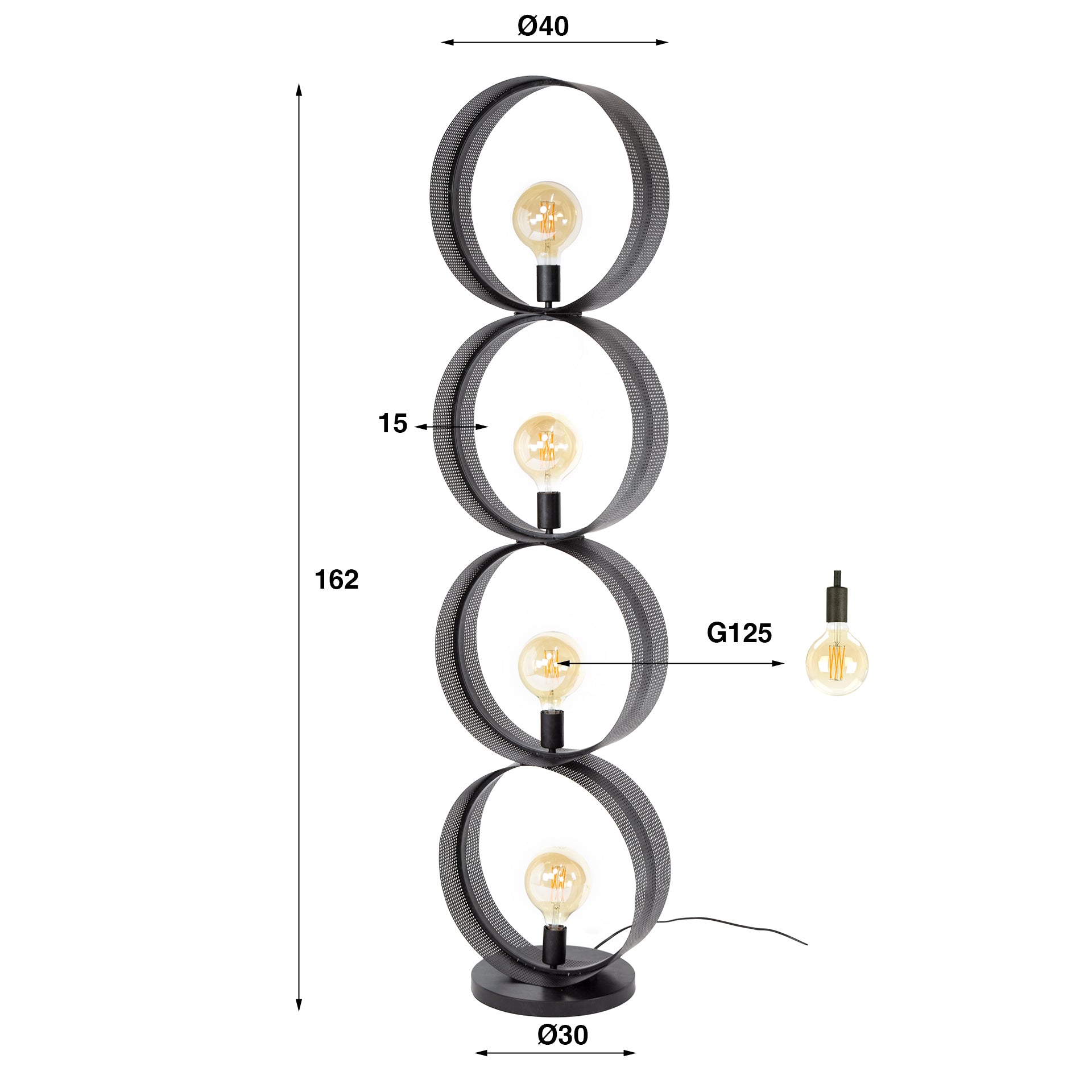 Vloerlamp Ring mesh 4L
