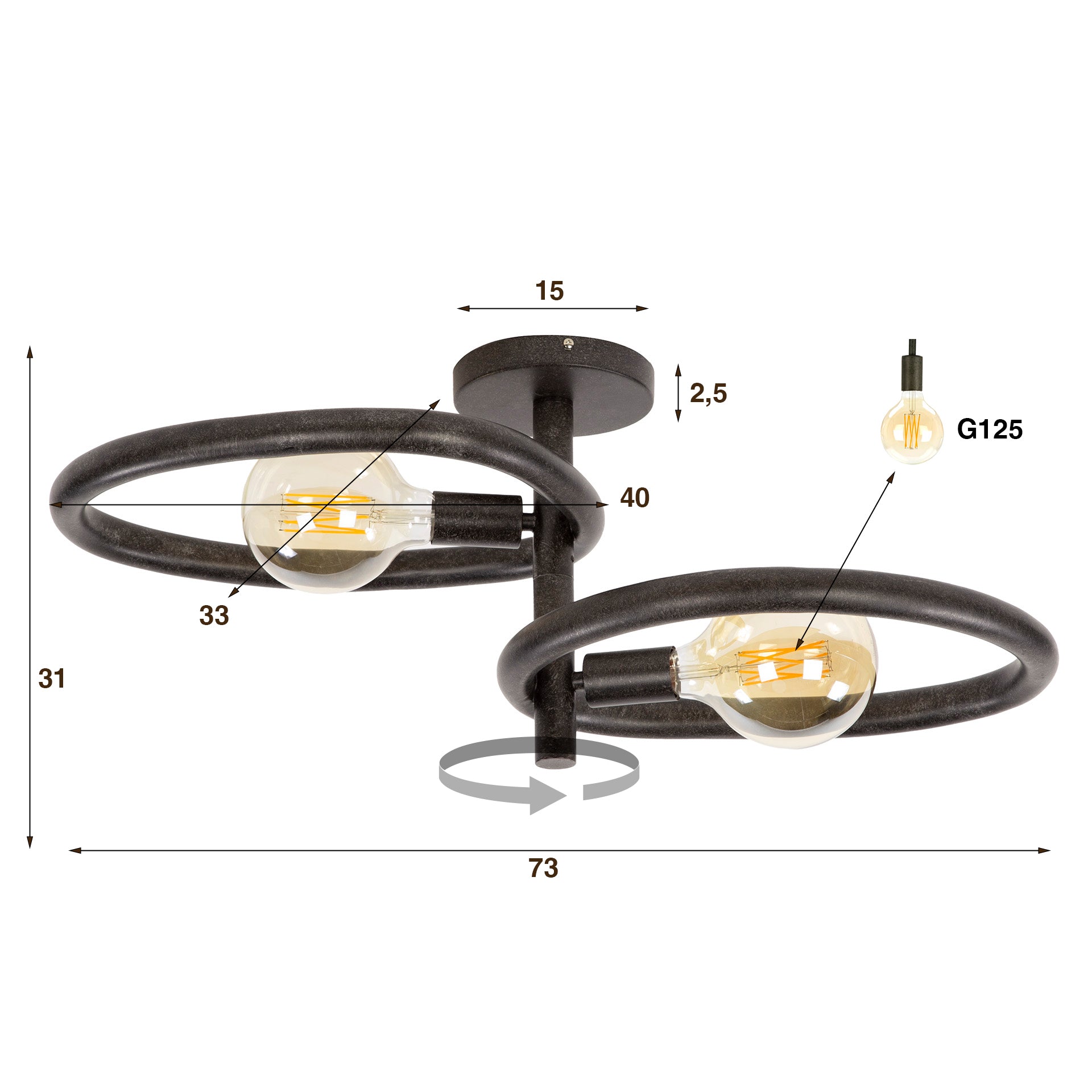 Plafondlamp Pebble 2L