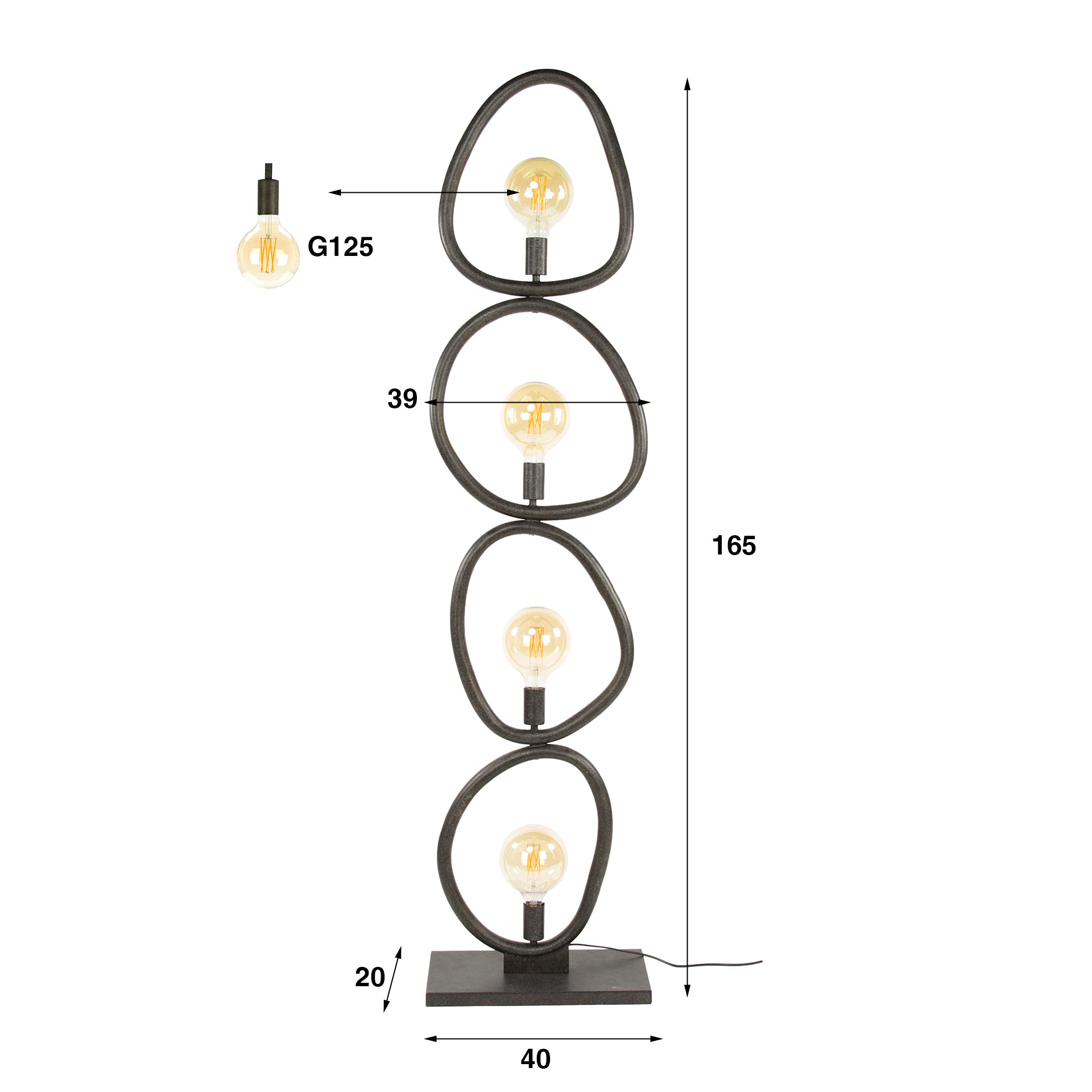 Vloerlamp Pebble 4L