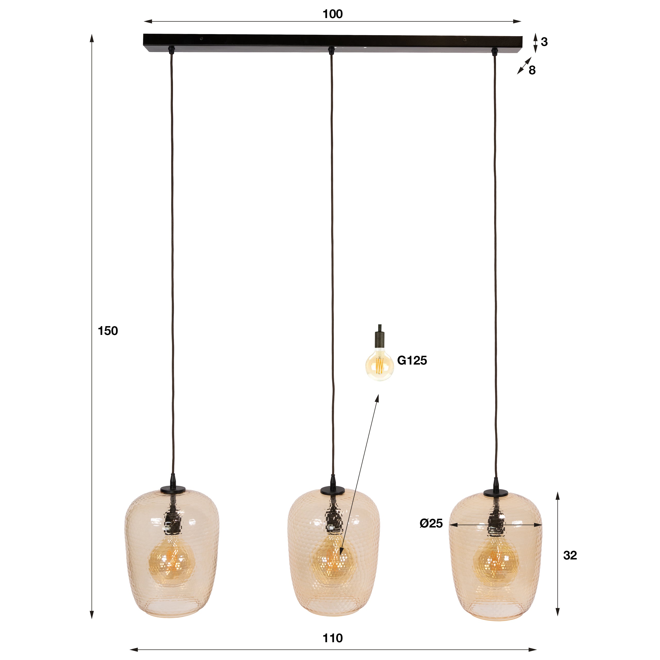 Hanglamp Python 3L
