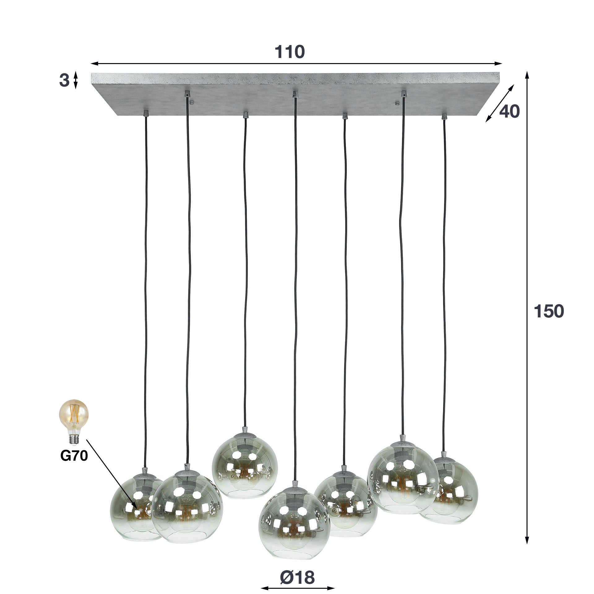 Hanglamp Bubble Shaded 4+3L