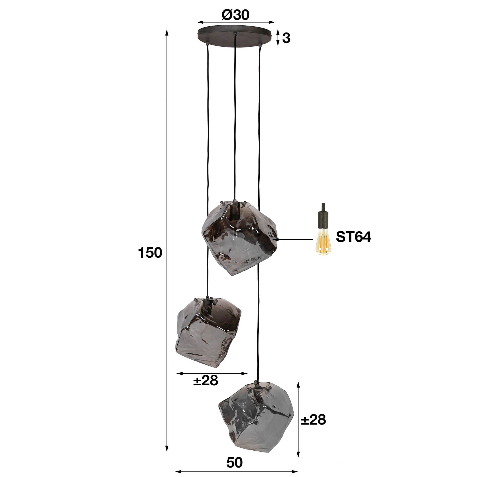 Pendant Lamp Rock 3L