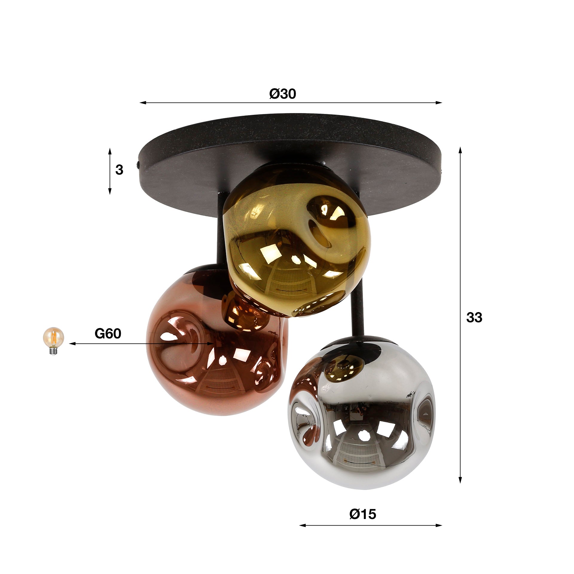 Plafondlamp Stellar 3L