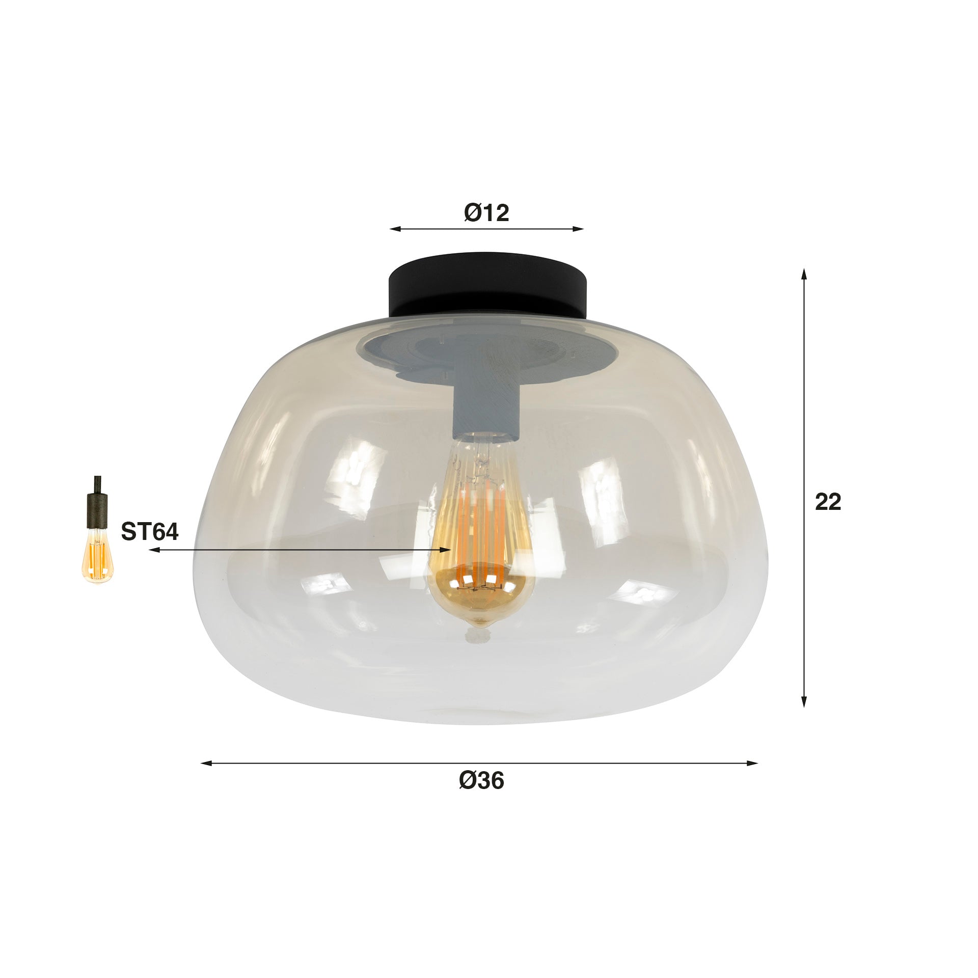 Plafondlamp Pulse Shaded 1L