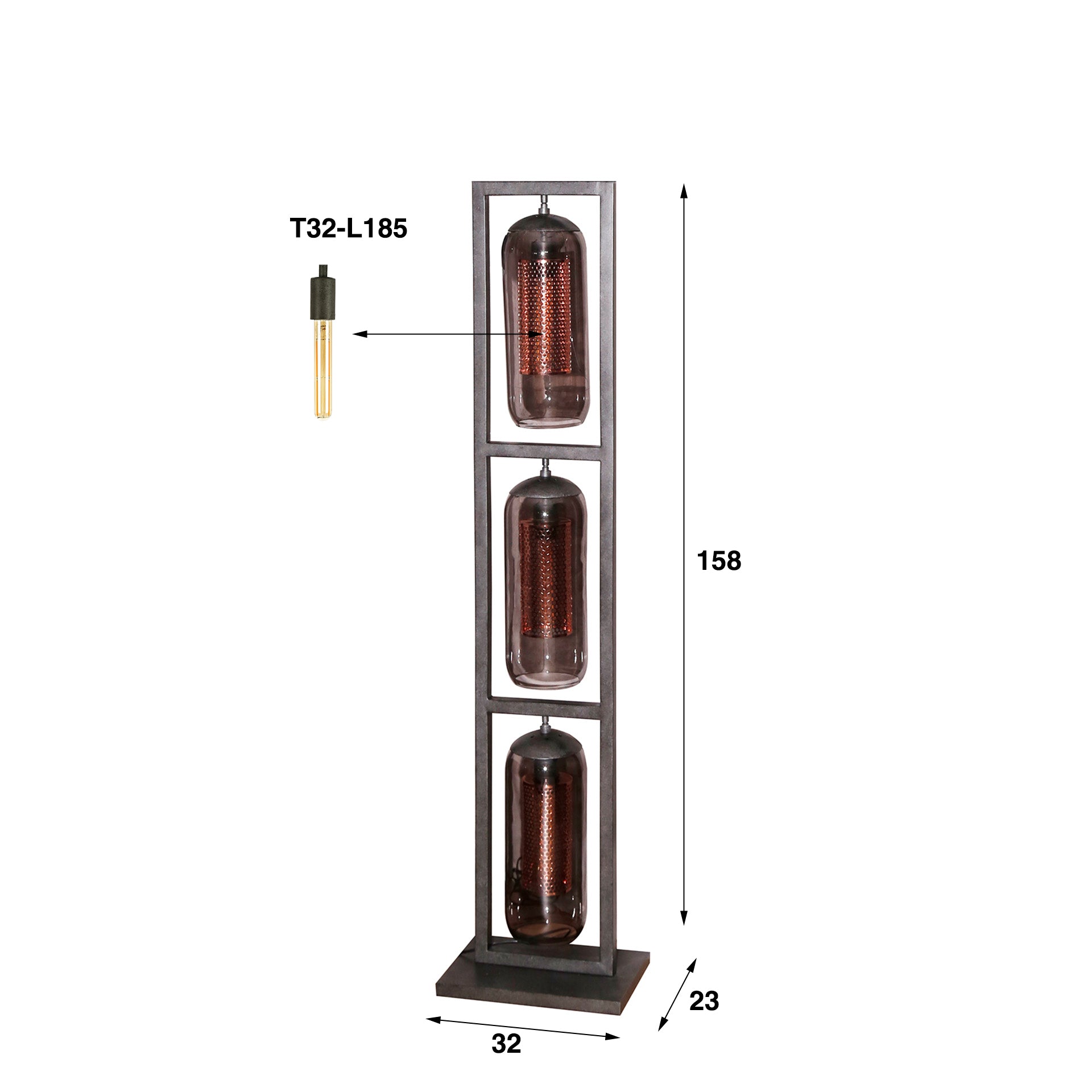 Vloerlamp Smoke Mesh 3L