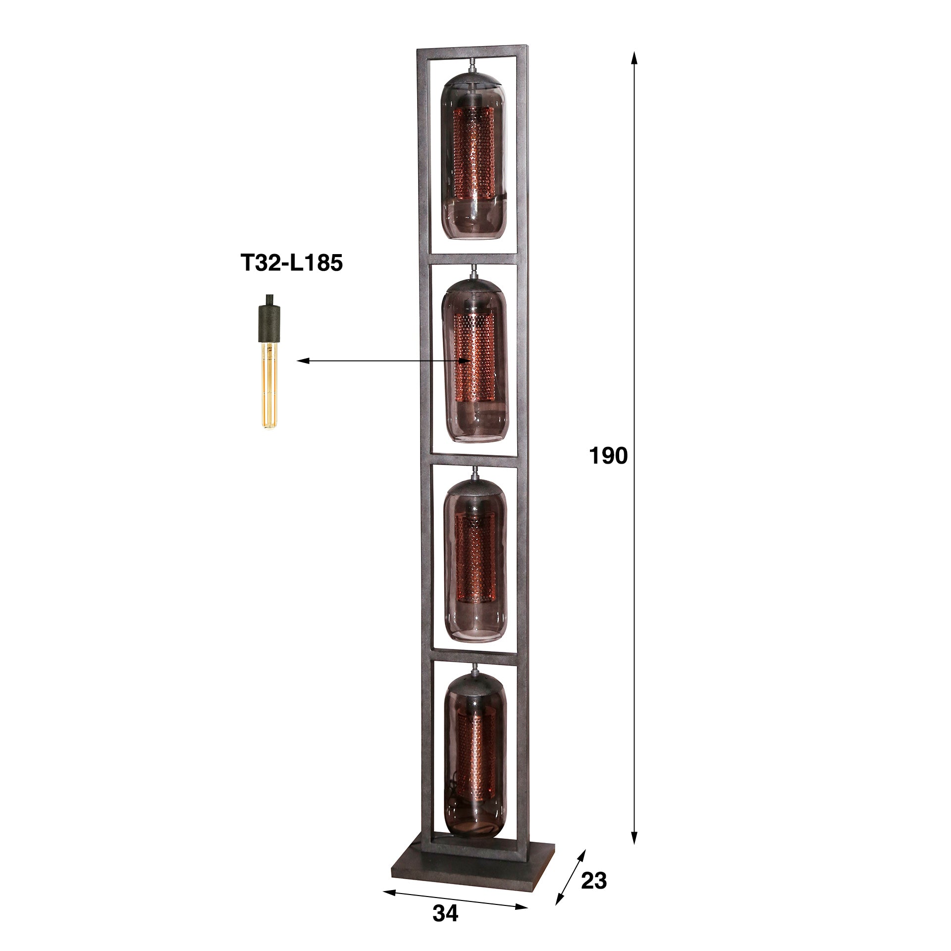 Vloerlamp Smoke Mesh 4L