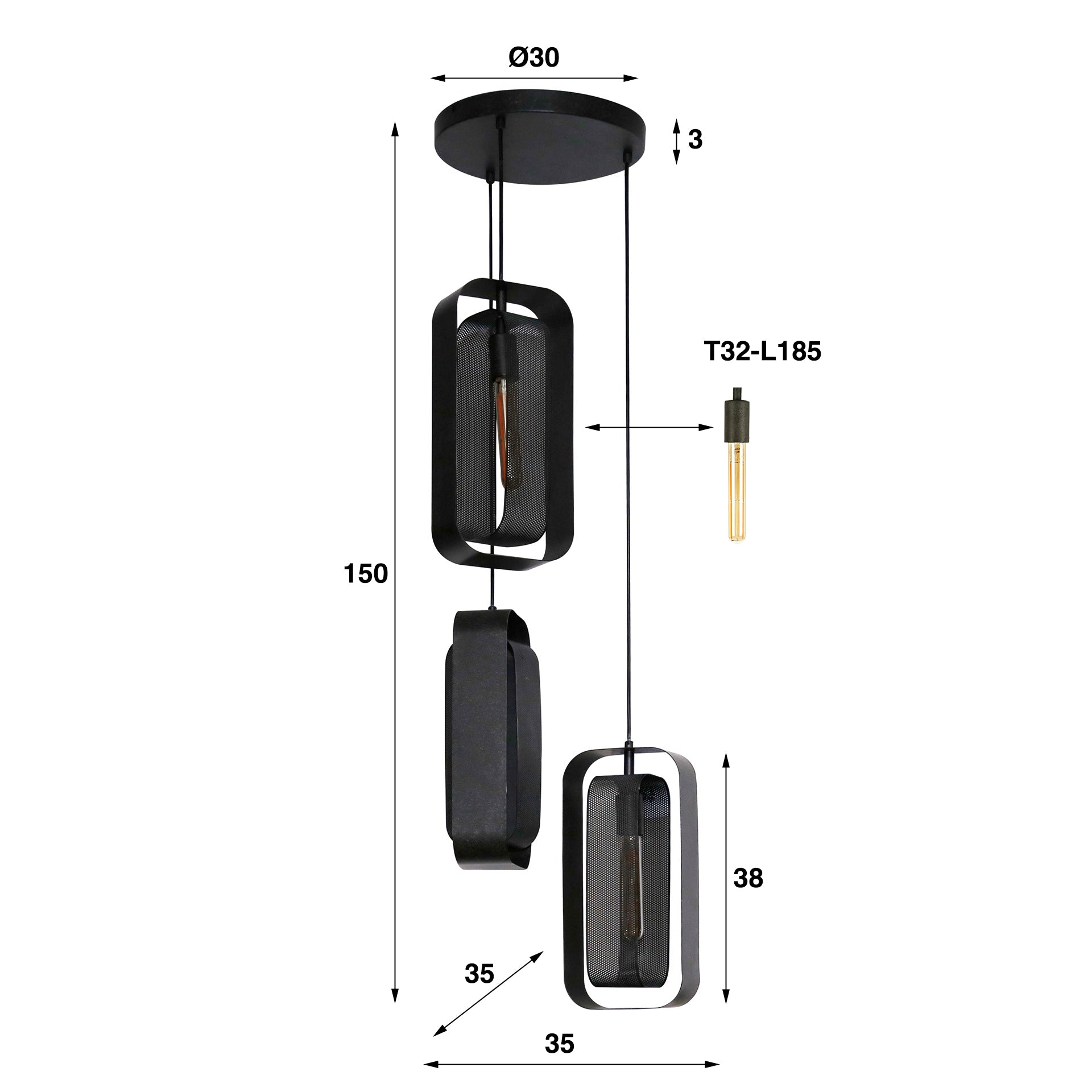 Hanglamp Mesh Rotate 3L