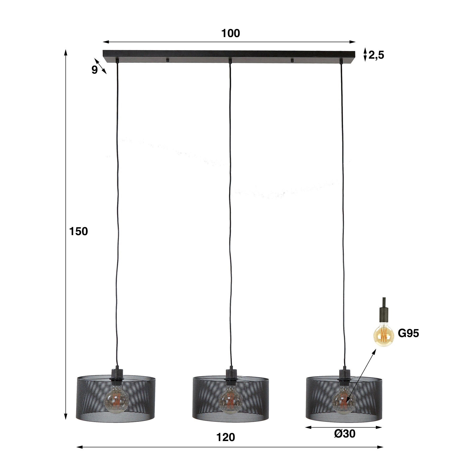 Hanglamp Mesh Round 3L