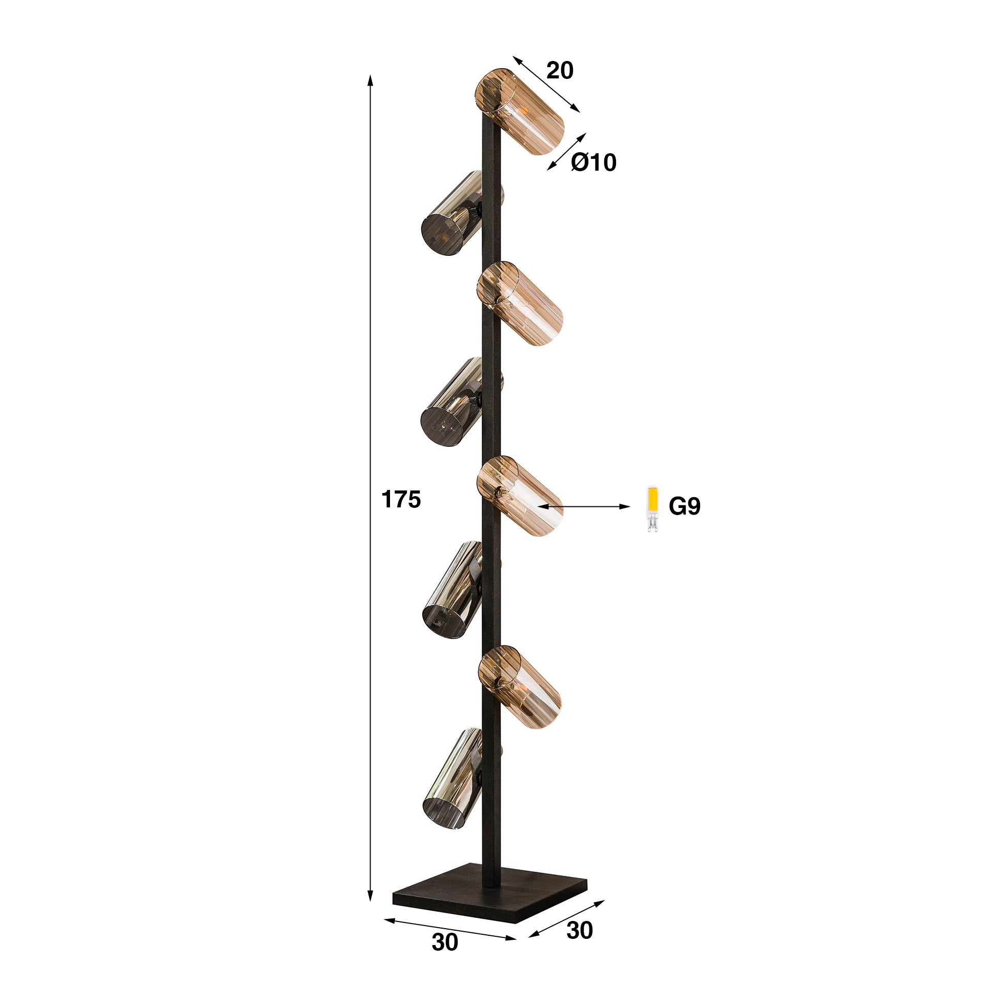 Vloerlamp Cylinder Glass 8L
