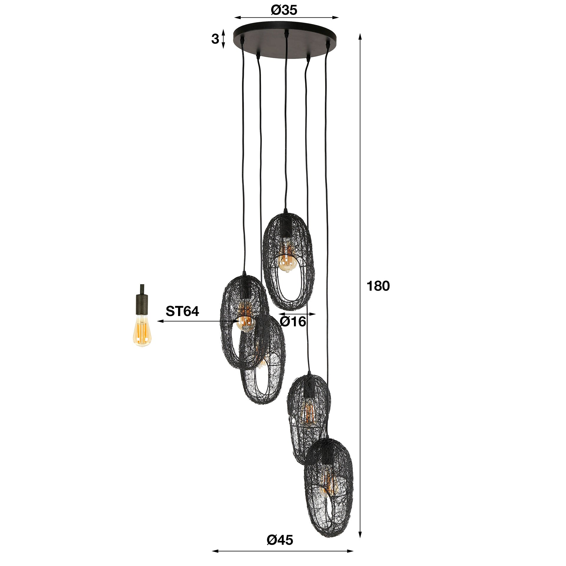 Hanglamp Open Eye 5L