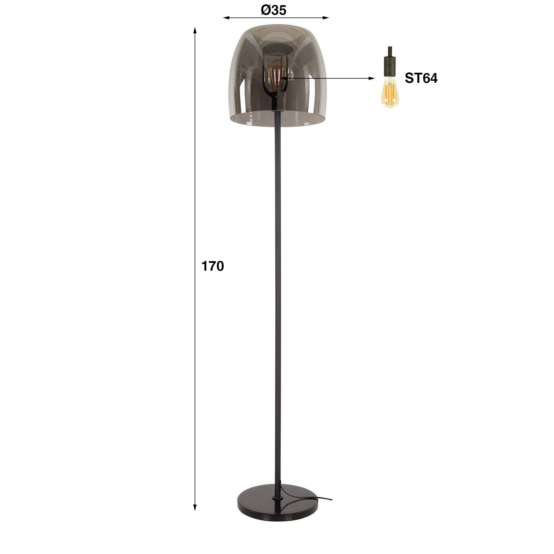 Vloerlamp Drift Glass 1L