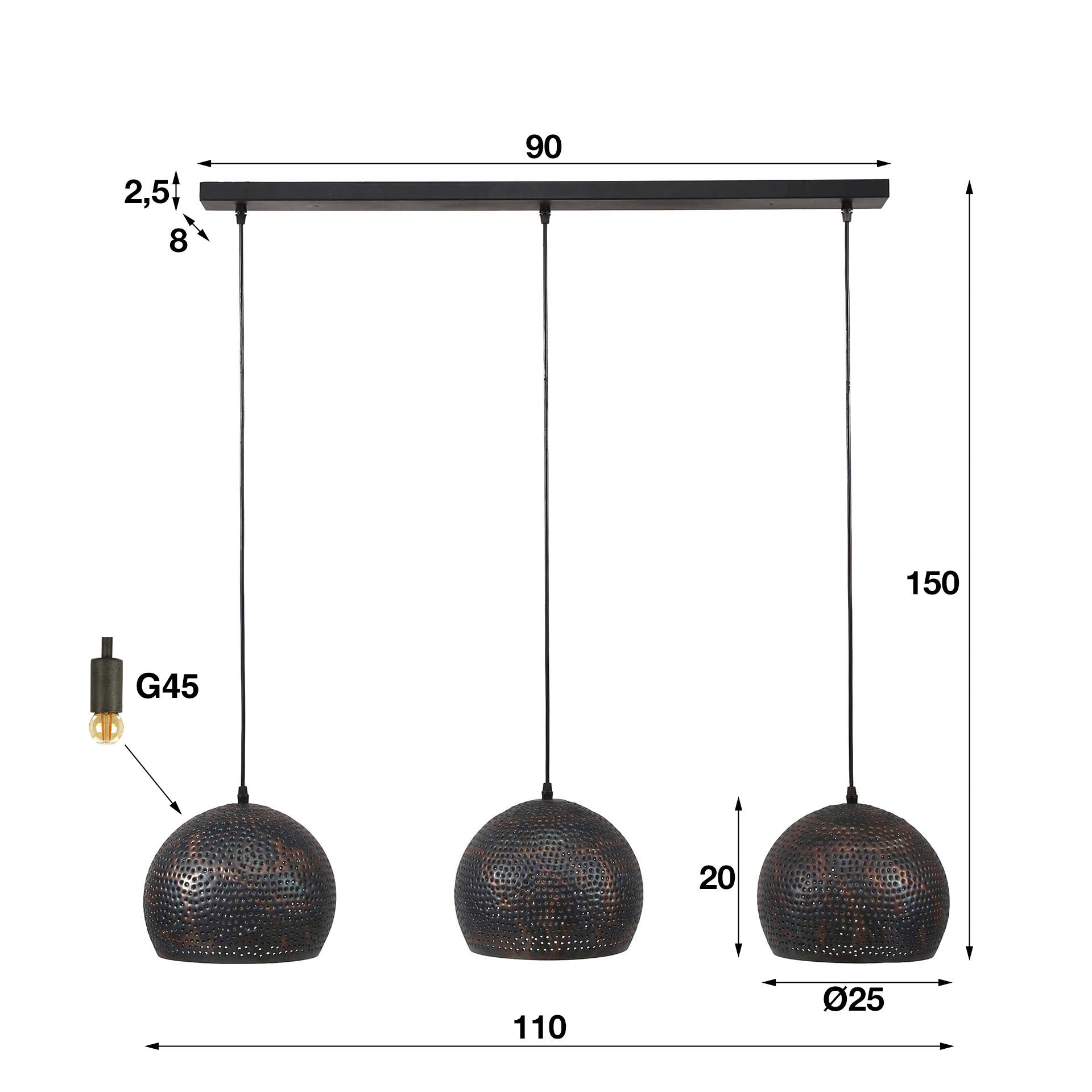Hanglamp Punch Orb 3L