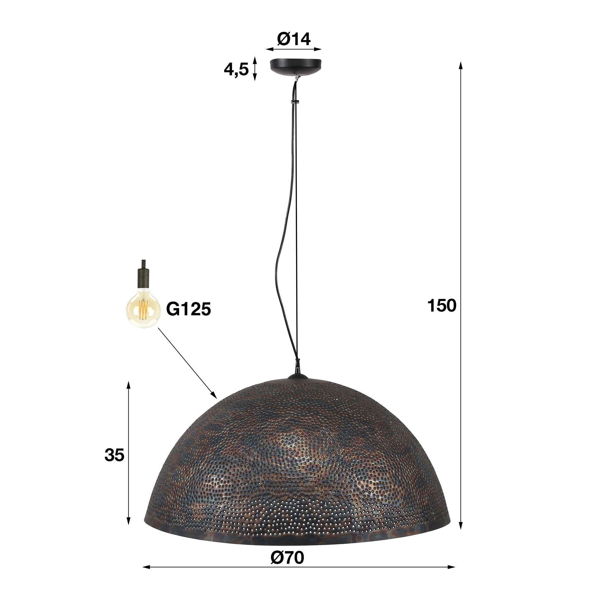Hanglamp Punch 1L Ø70