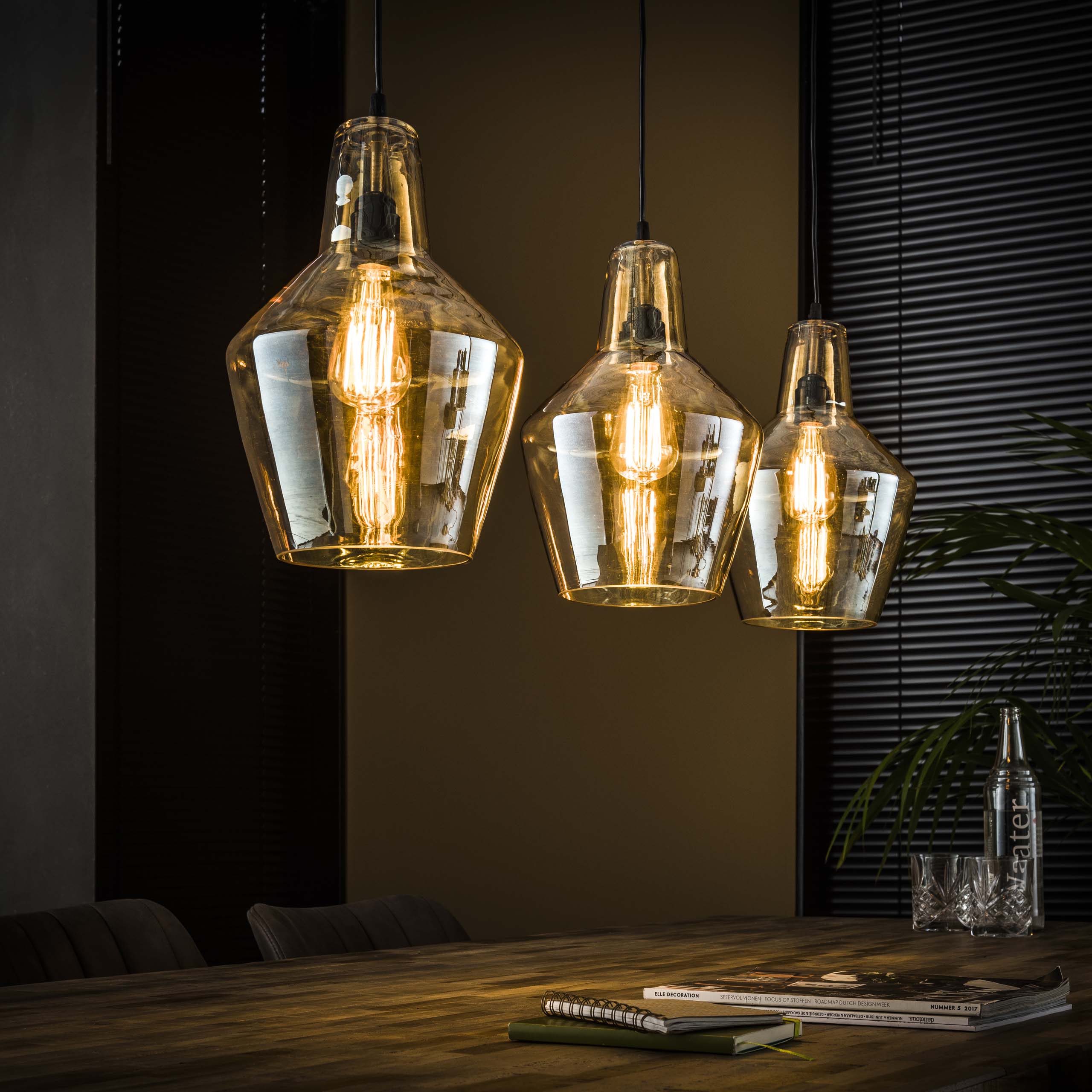 Hanglamp Glass Cone 3L