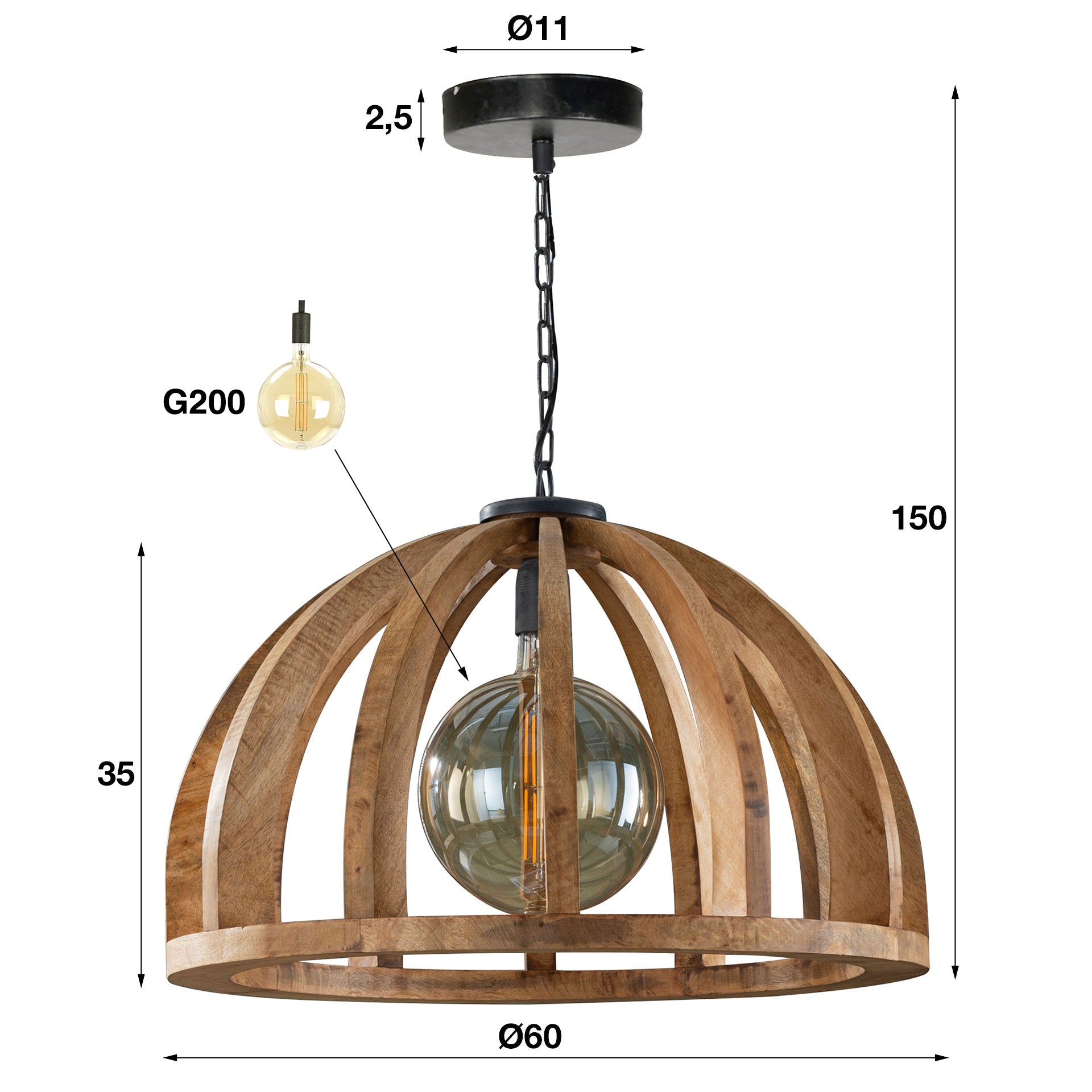 Hanglamp Orba 1L Ø60