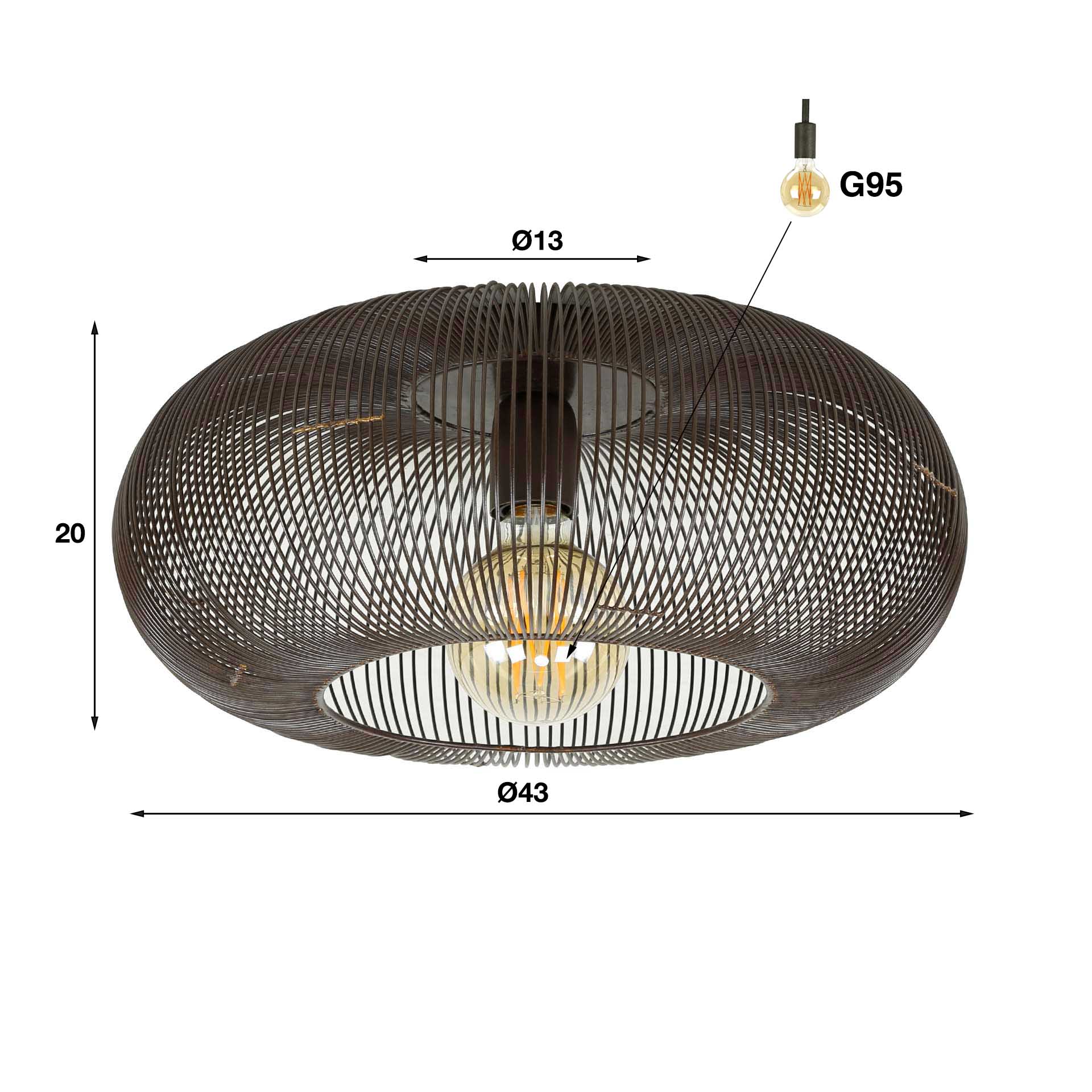 Plafondlamp Copper Twist 1L