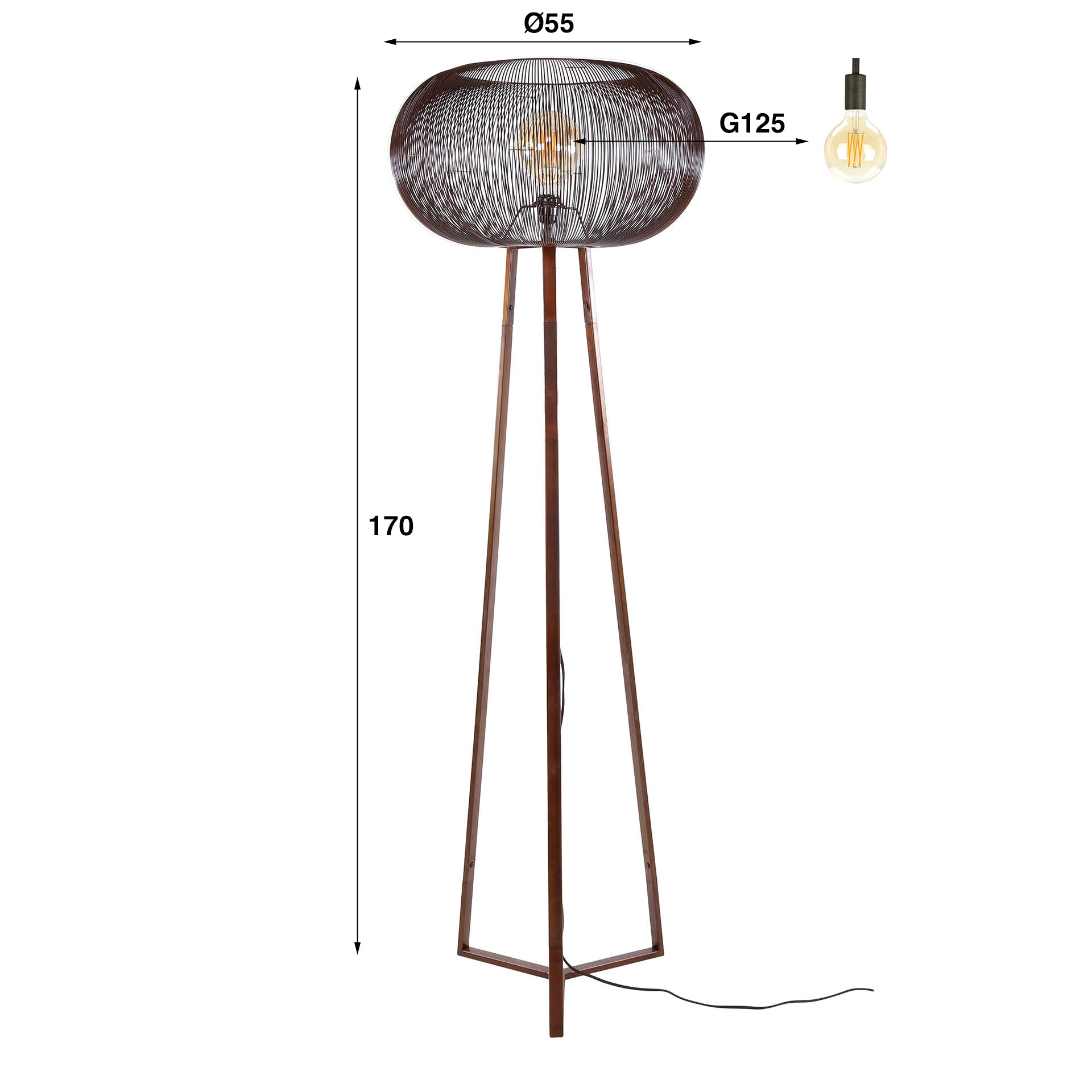 Vloerlamp Copper Twist 1L