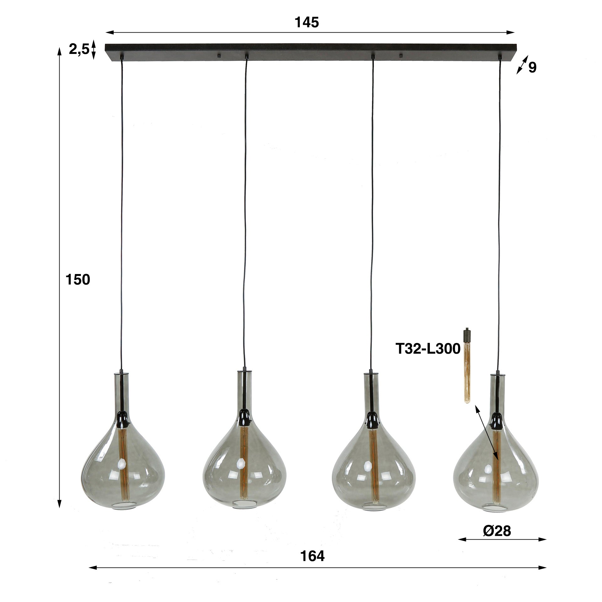 Hanglamp Smoke Drop 4L
