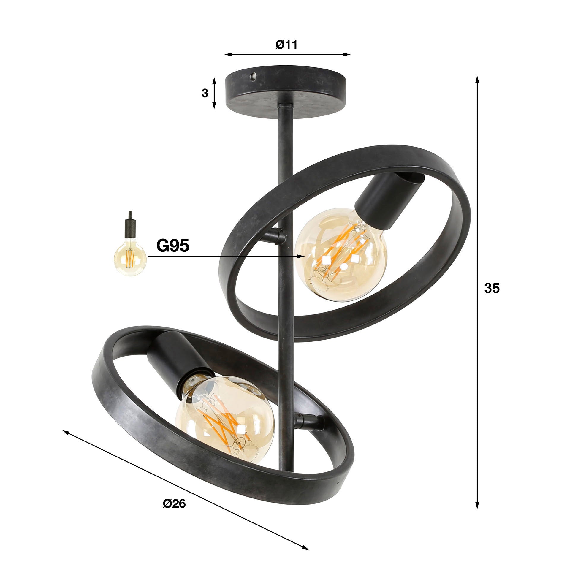 Plafondlamp Hover 2L - foto 6