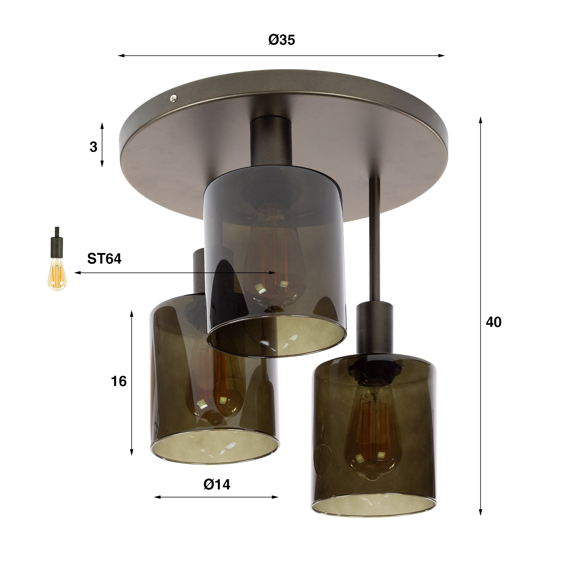 Plafondlamp Sepiora 3L