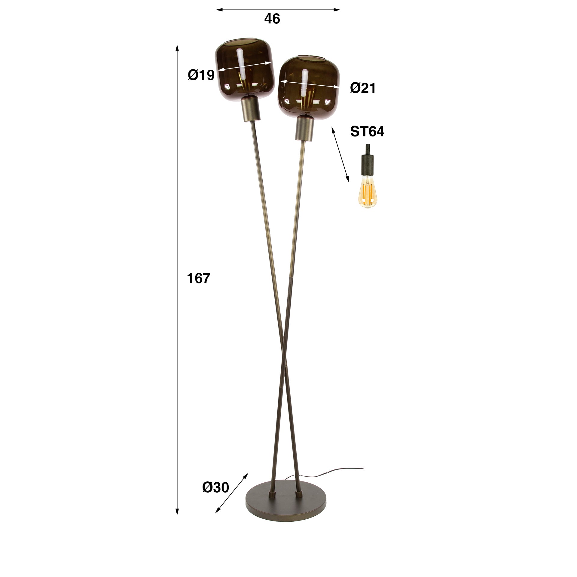 Vloerlamp Bronza 2L