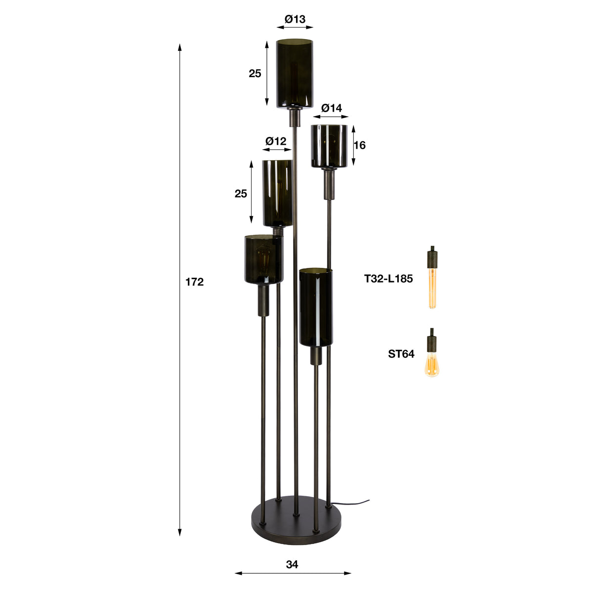 Vloerlamp Sepiora 5L