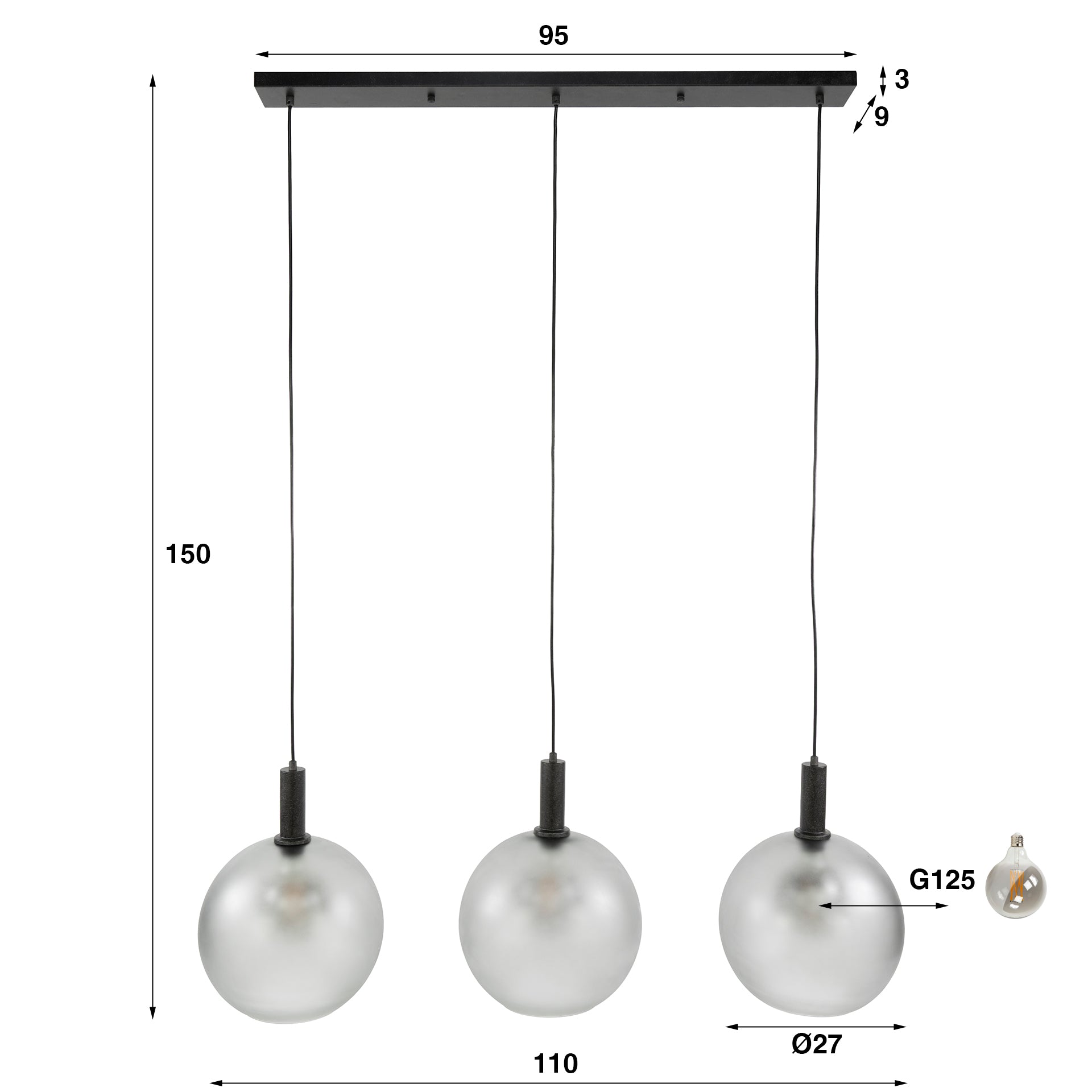 Hanglamp Bubble Frosted 3L